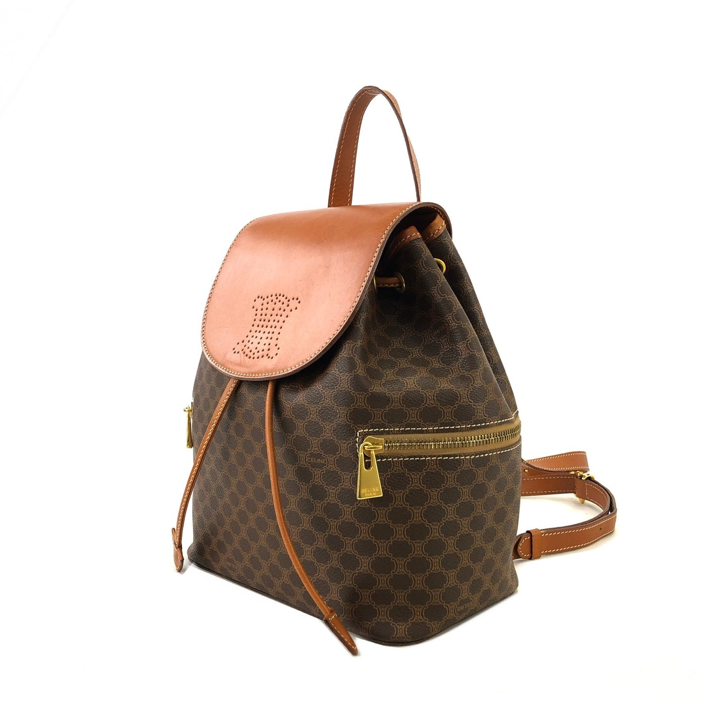 CELINE Macadam Triomphe Backpack Brown Vintage Old Celine b6pzvj