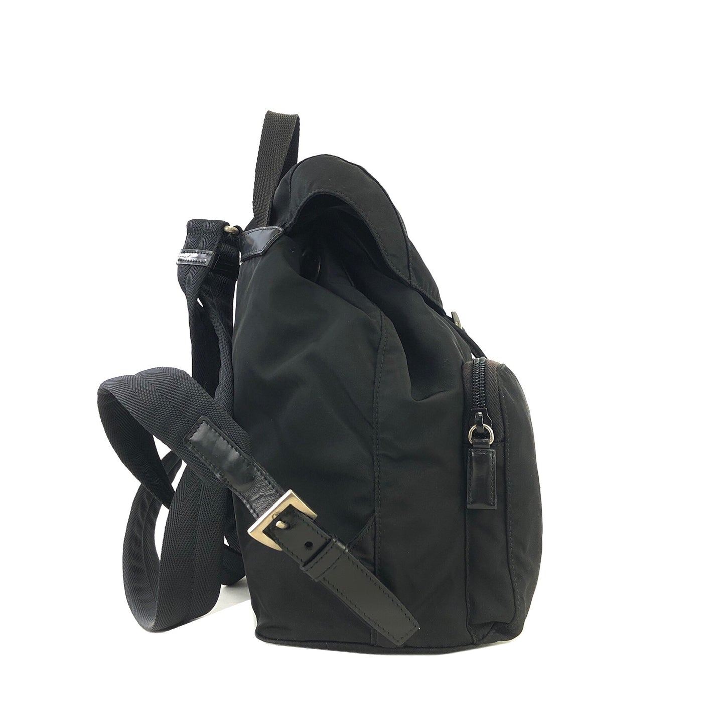 PRADA Triangle logo Double pocket Nylon Backpack Black Vintage 6bhxb5