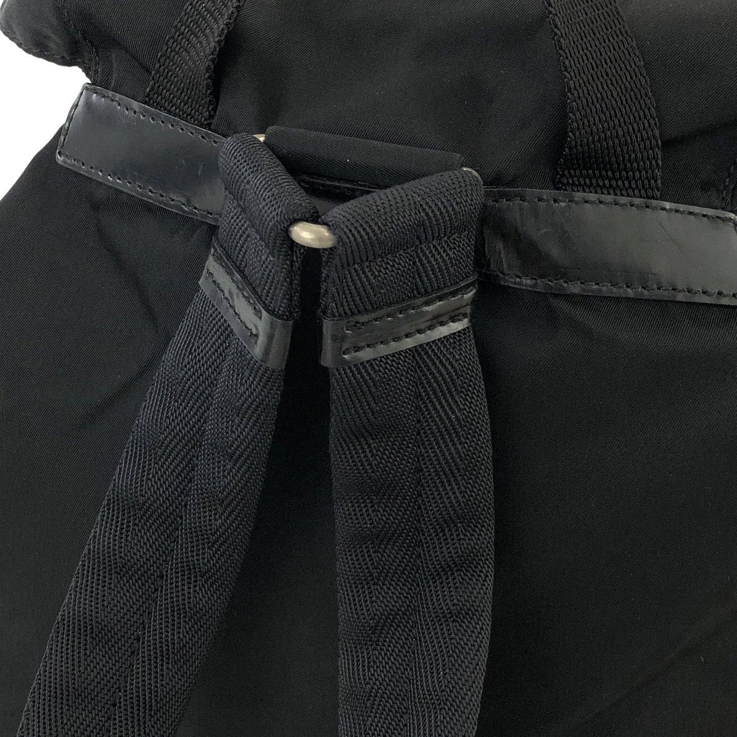 PRADA Triangle logo Double pocket Nylon Backpack Black Vintage 6bhxb5
