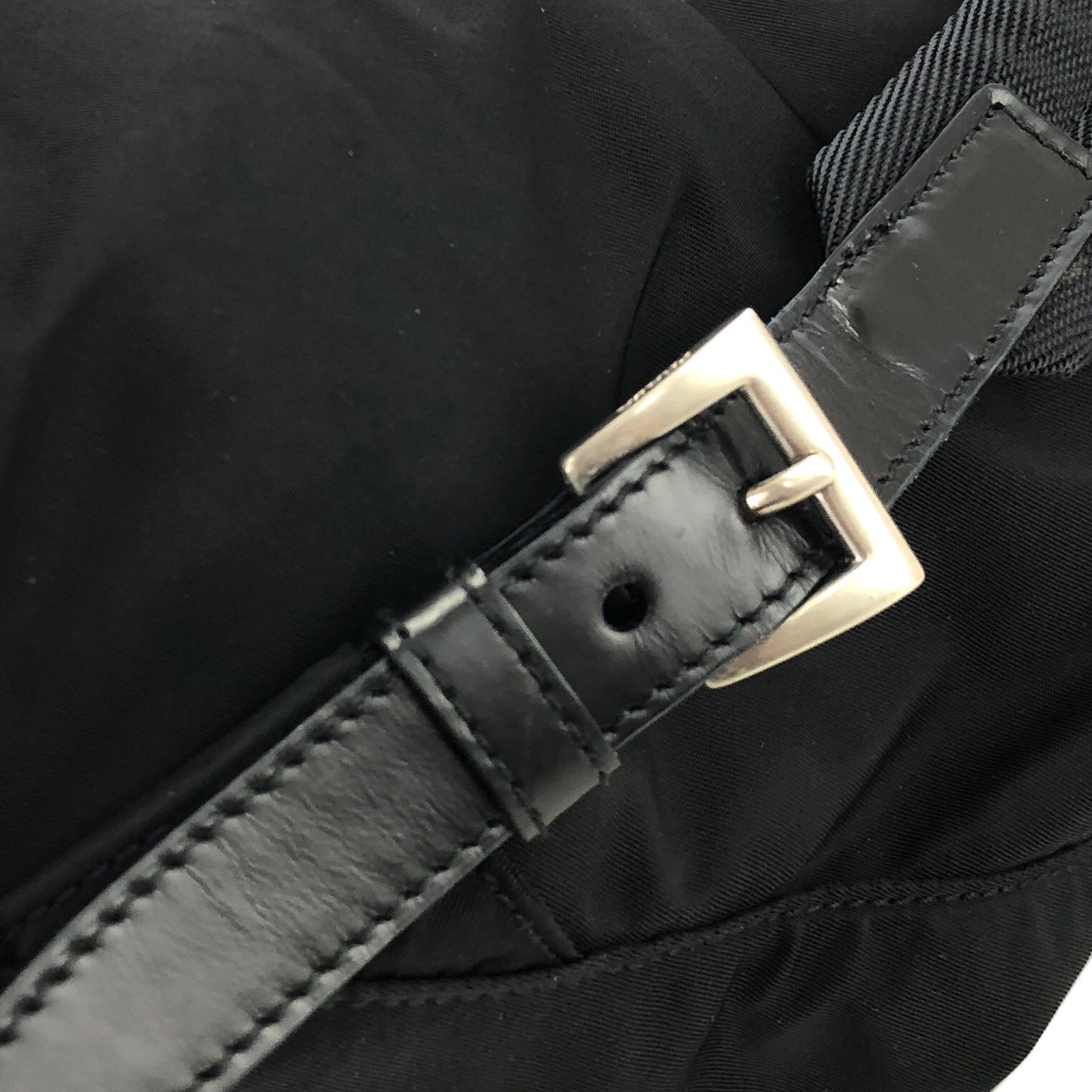 PRADA Triangle logo Double pocket Nylon Backpack Black Vintage 6bhxb5