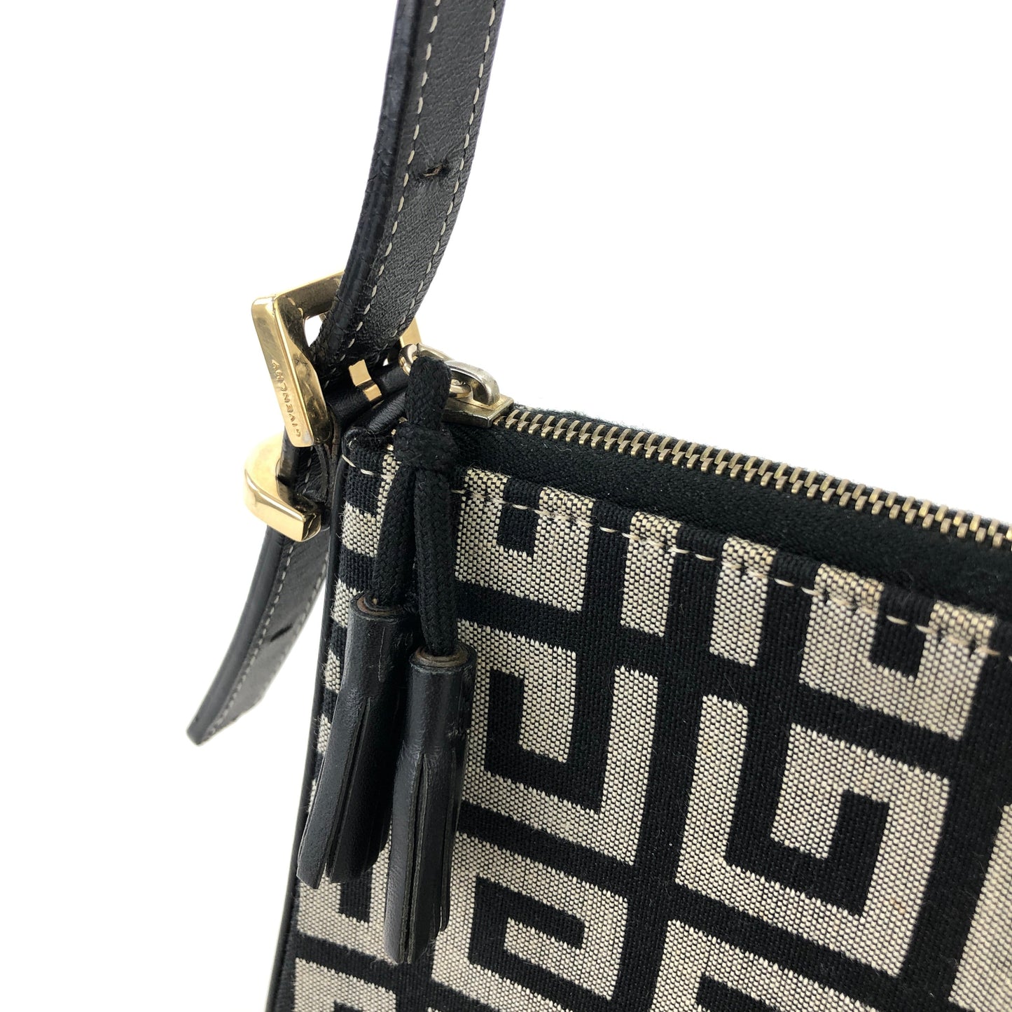 GIVENCHY 字母標誌帆布流浪包手袋黑色復古舊 3yxbf7