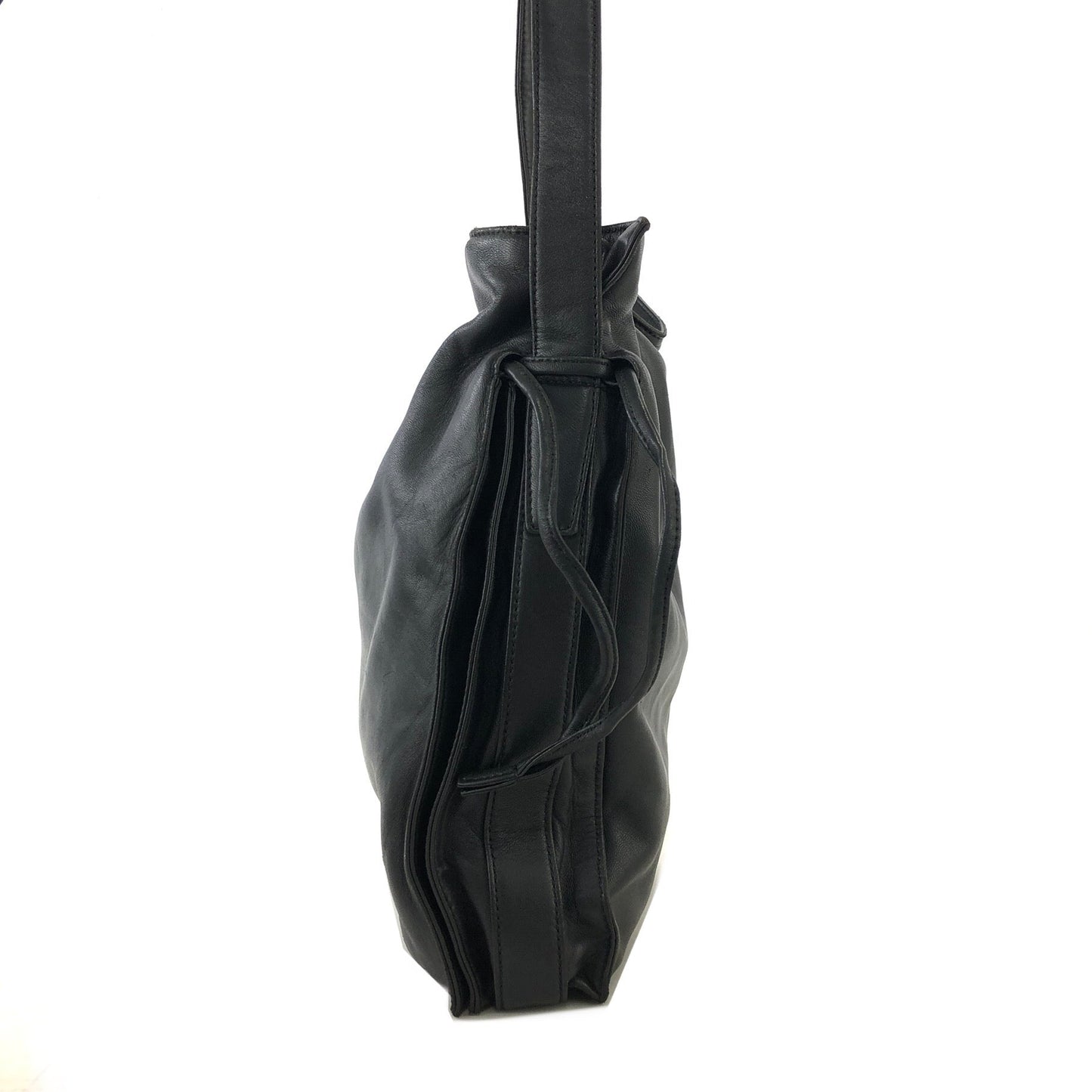 LOEWE Anagram Logo Nappa Leather Drawstring Shoulder bag Black Vintage Old xp5hpu
