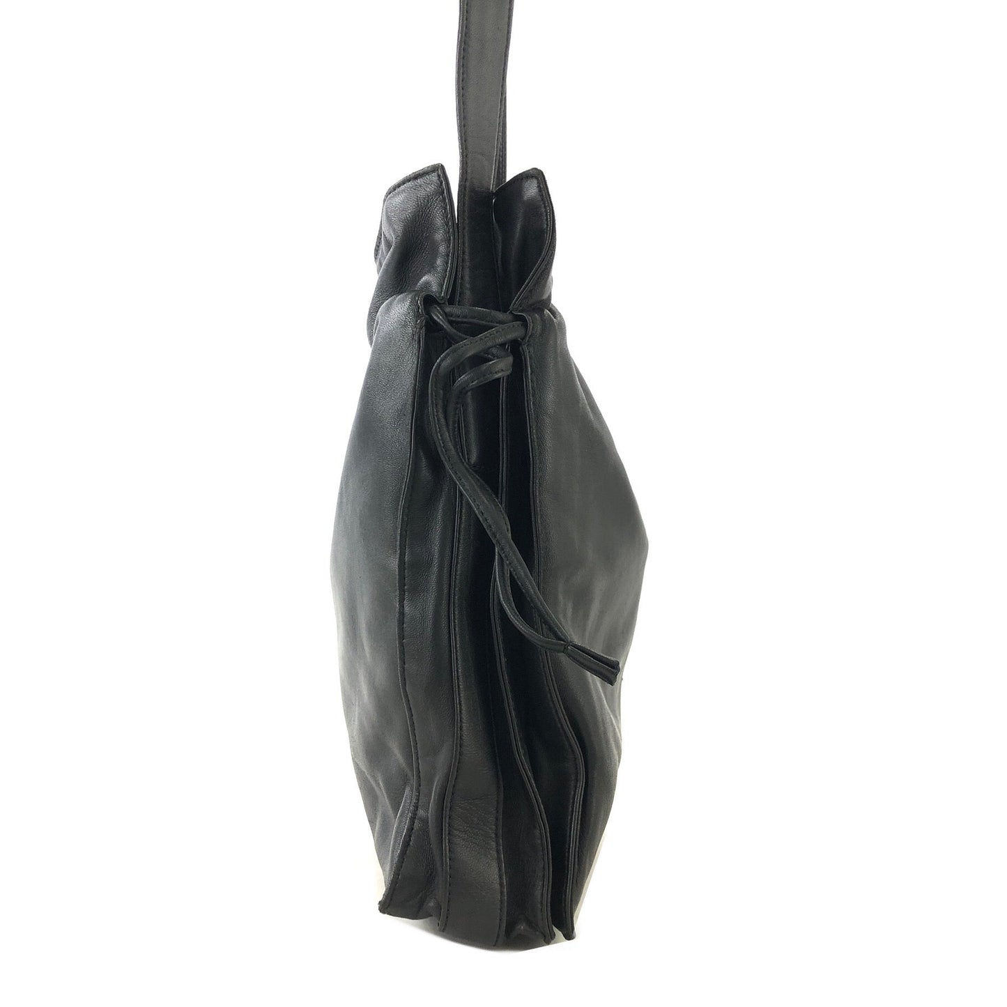 LOEWE Anagram Logo Nappa Leather Drawstring Shoulder bag Black Vintage Old xp5hpu