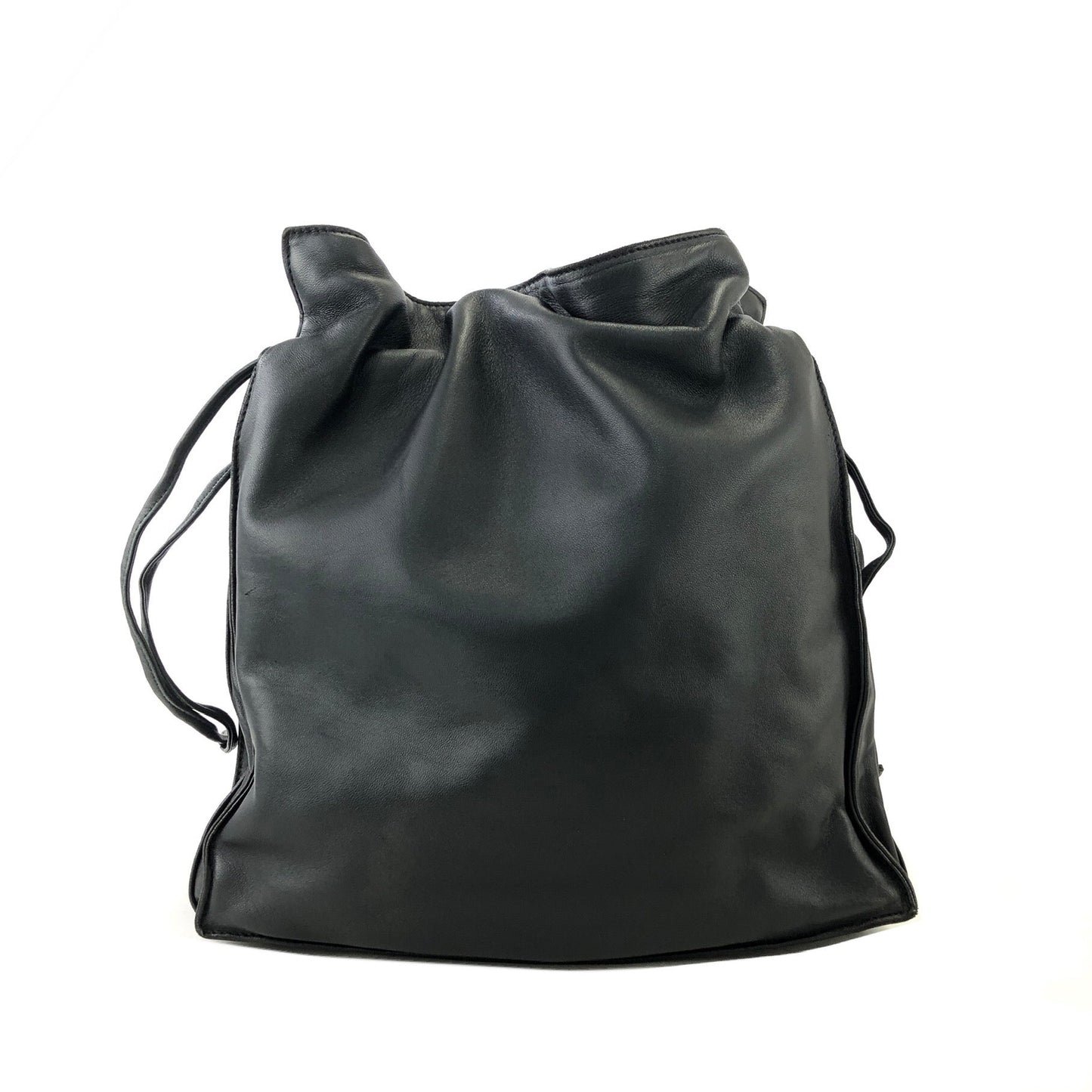 LOEWE Anagram Logo Nappa Leather Drawstring Shoulder bag Black Vintage Old xp5hpu