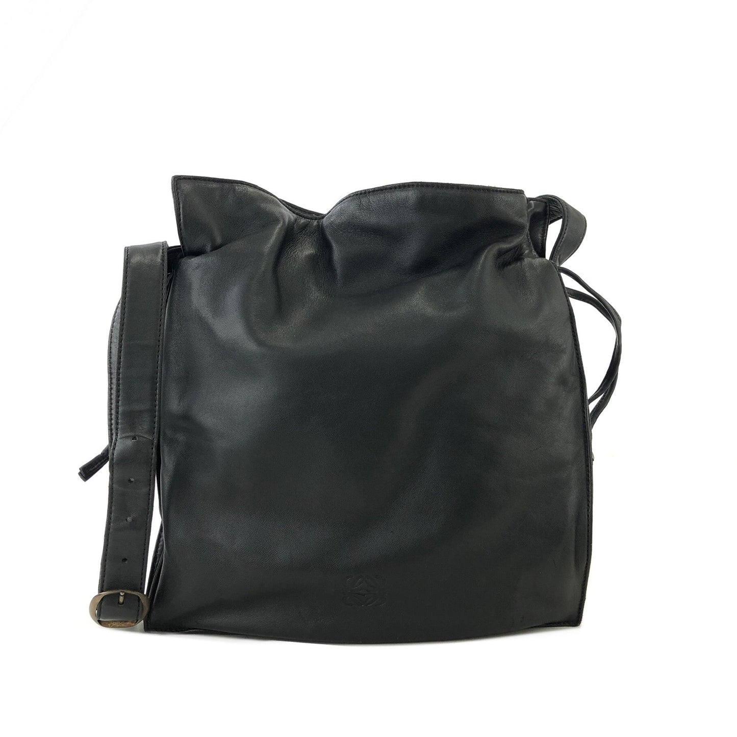 LOEWE Anagram Logo Nappa Leather Drawstring Shoulder bag Black Vintage Old xp5hpu