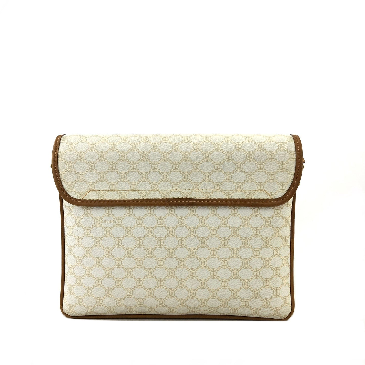 CELINE Macadam Blason Crowwbody Shoulderbag White Vintage Old celine 5mjbeu