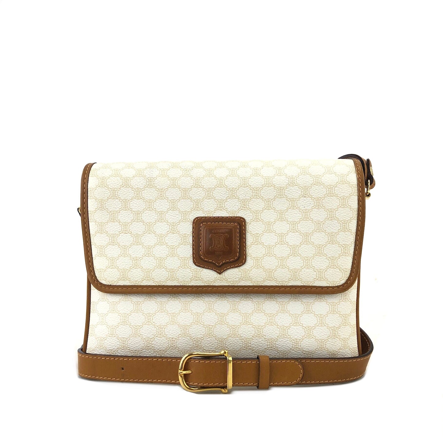 CELINE Macadam Blason Crowwbody Shoulderbag White Vintage Old celine 5mjbeu