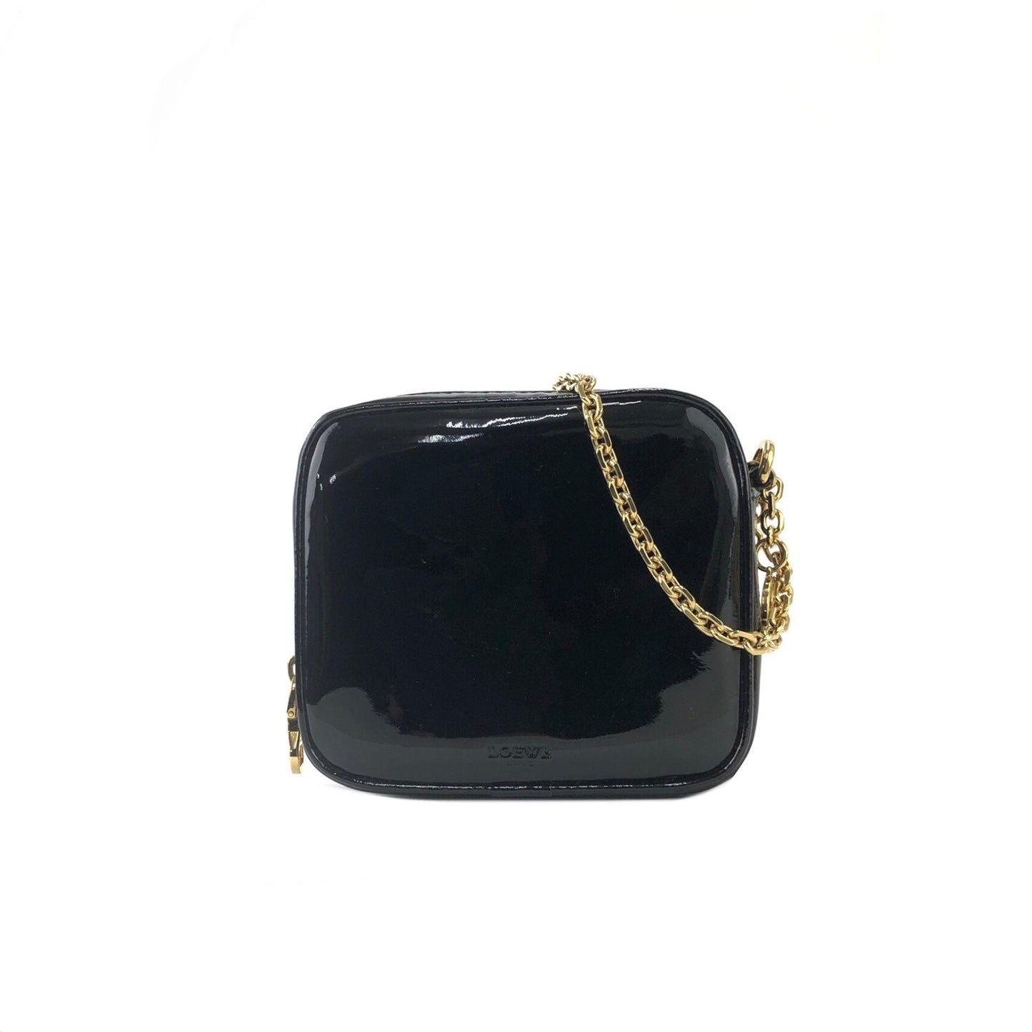 LOEWE Patent leather Chain Mini bag Pouch Black Vintage Old cg2mth
