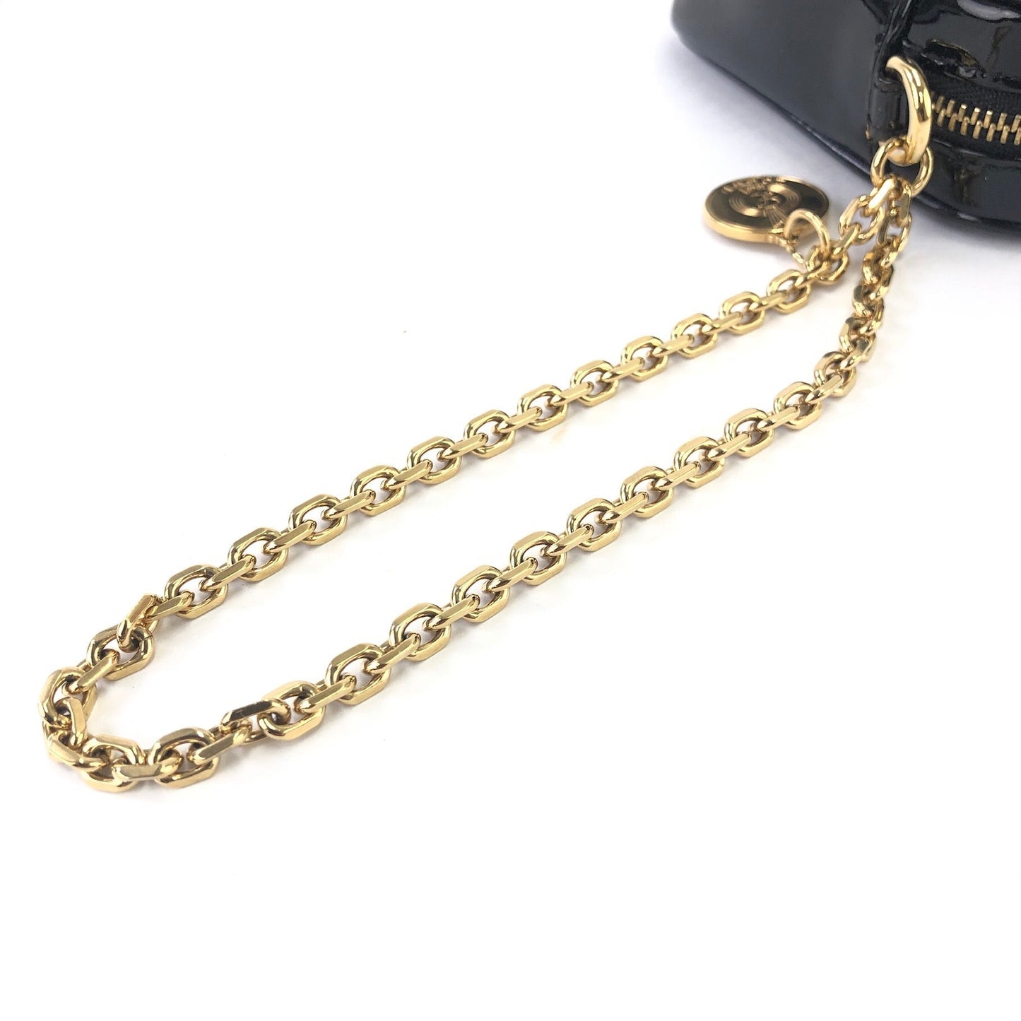 LOEWE Patent leather Chain Mini bag Pouch Black Vintage Old cg2mth