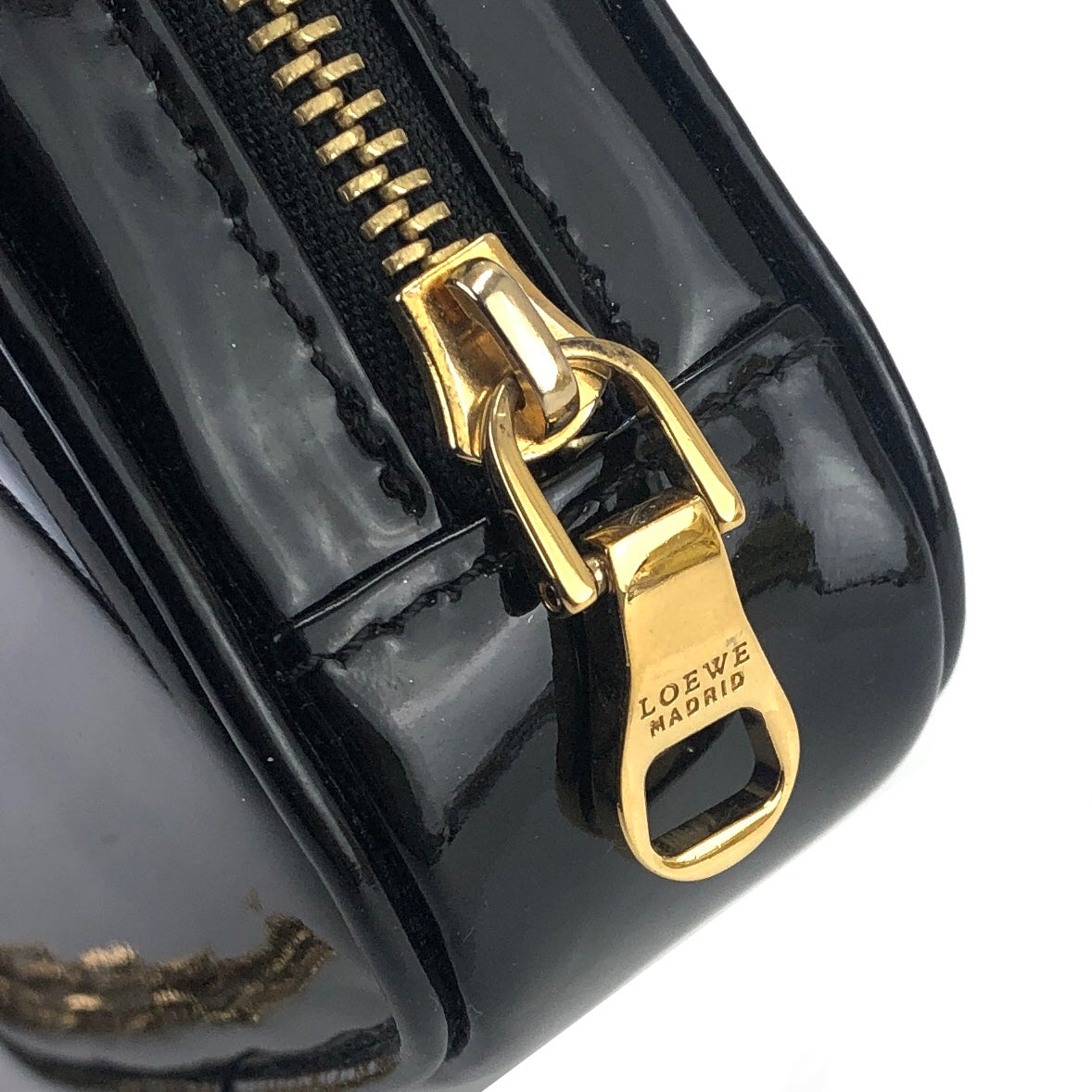 LOEWE Patent leather Chain Mini bag Pouch Black Vintage Old cg2mth