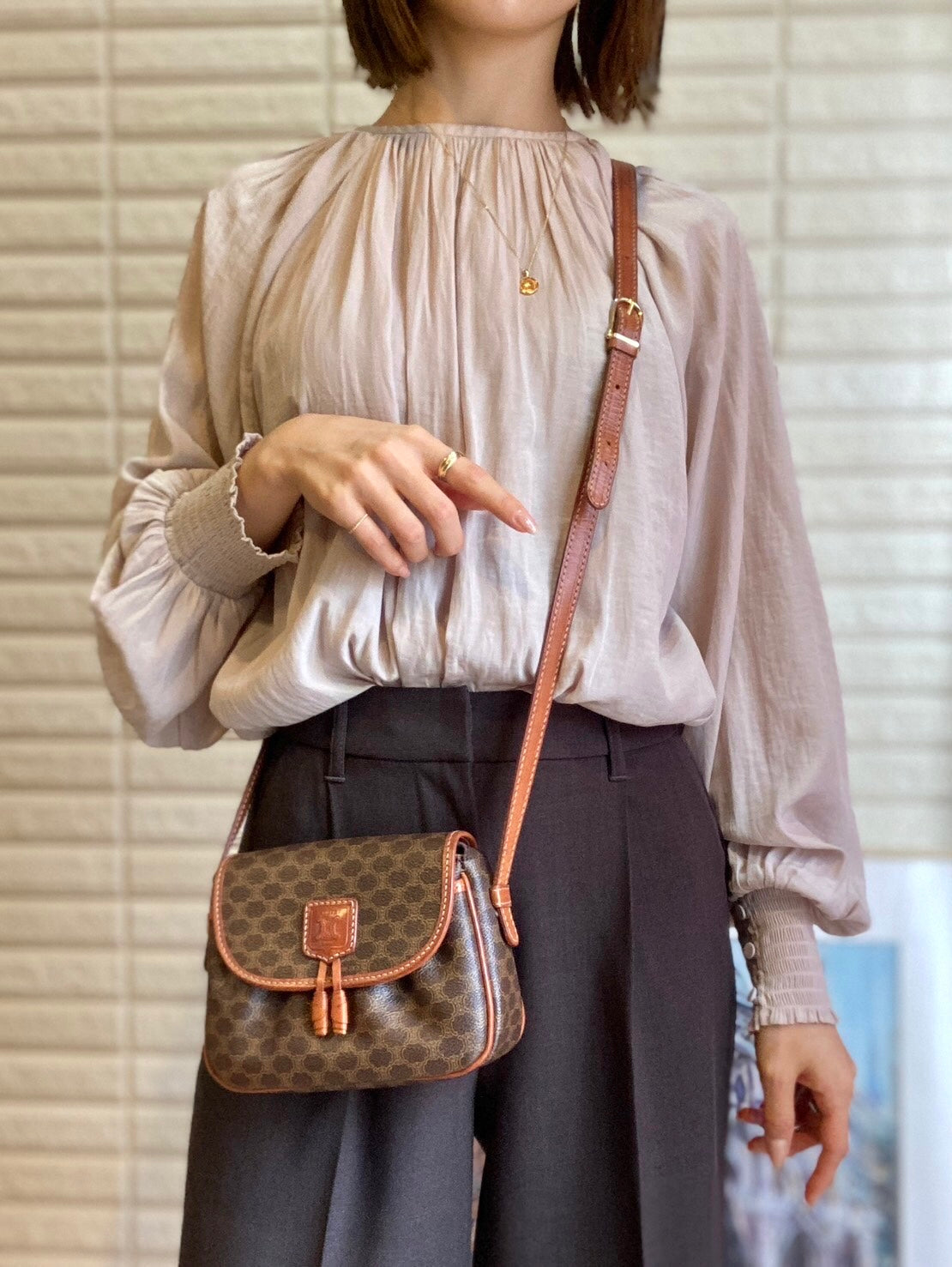CELINE Macadam Blason Tassel Small Shoulderbag Brown Vintage Old celine my22ht