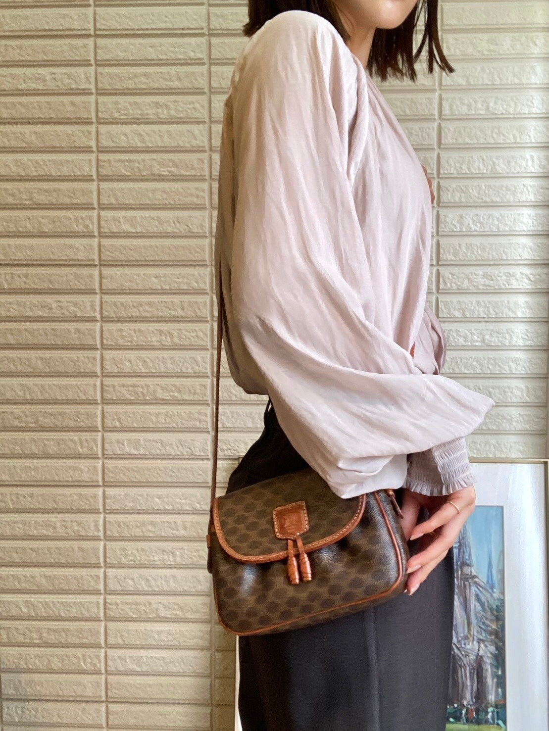 CELINE Macadam Blason Tassel Small Shoulderbag Brown Vintage Old celine my22ht
