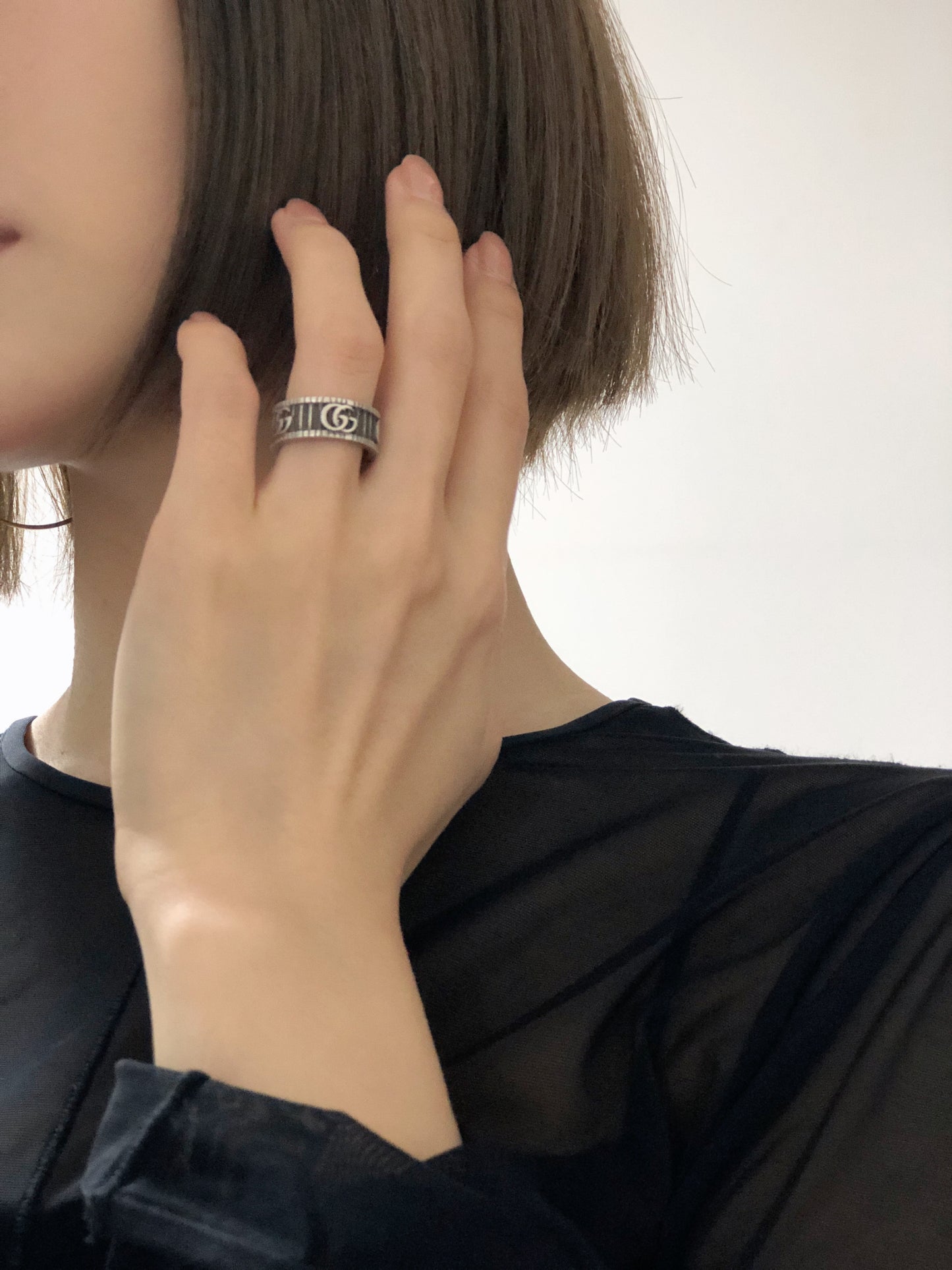 GUCCI GG Marmont 戒指 銀色復古 cwb566