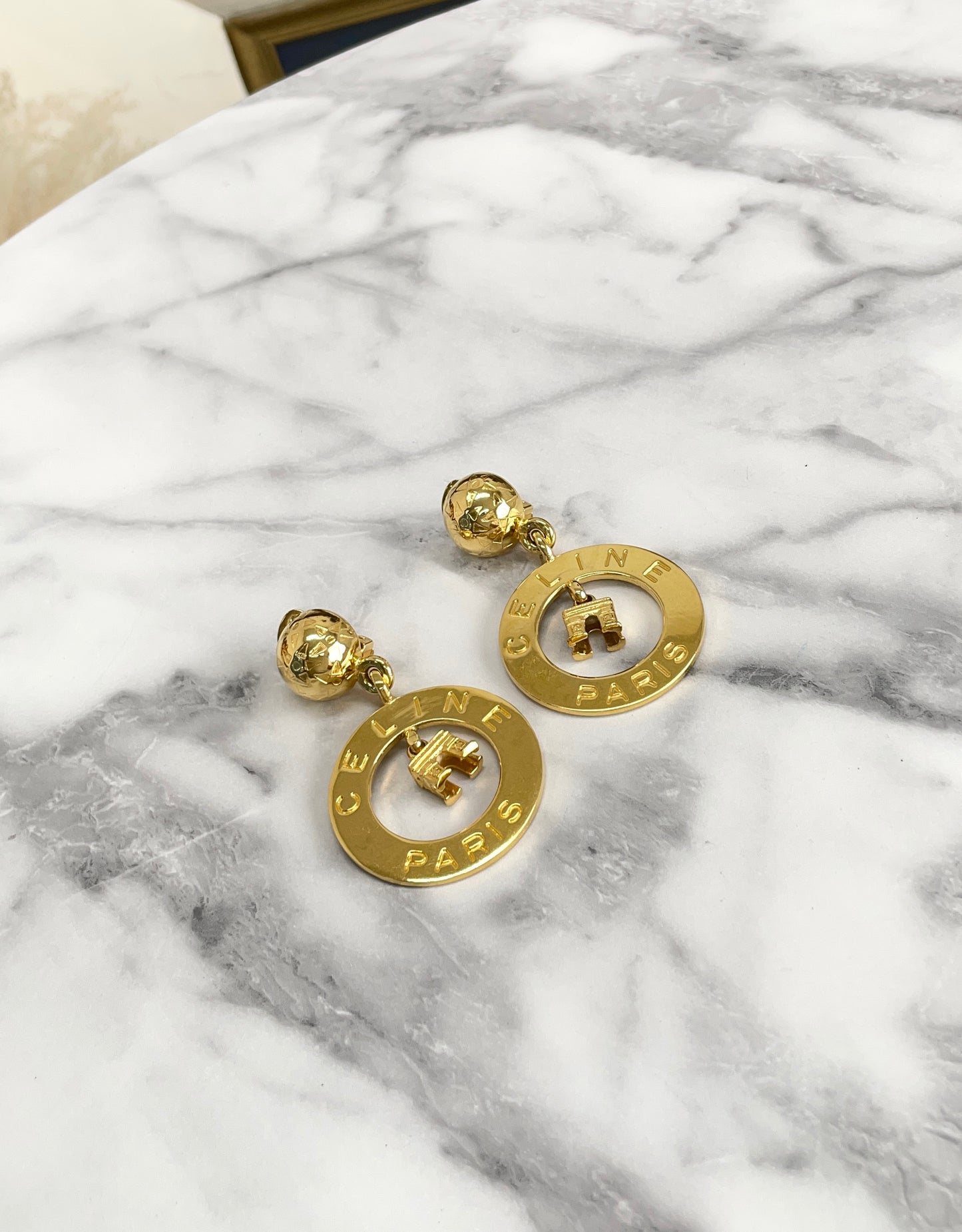 CELINE Starball Logo Circle Arc de Triomphe earring 5z8565