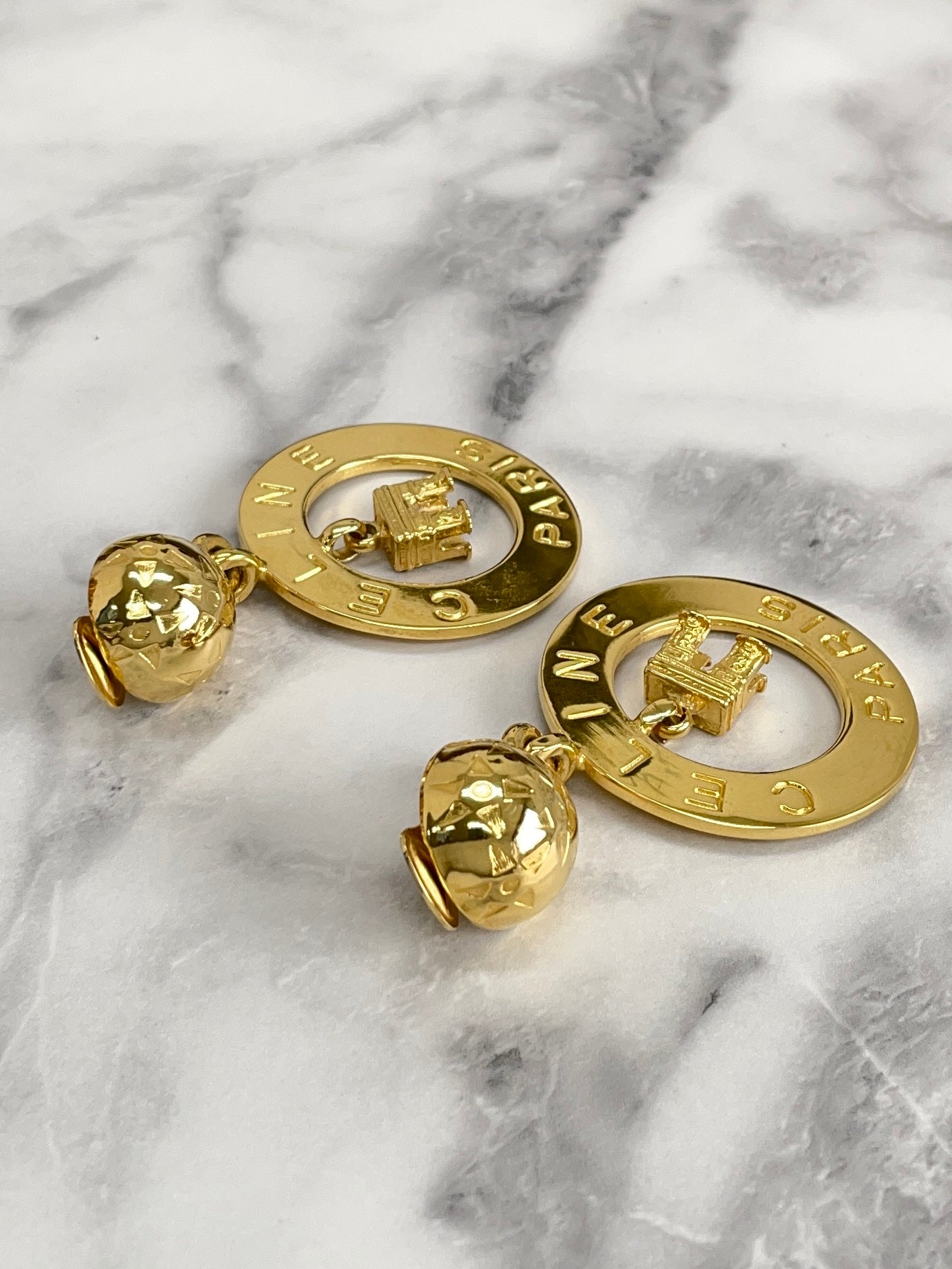 CELINE Starball Logo Circle Arc de Triomphe earring 5z8565