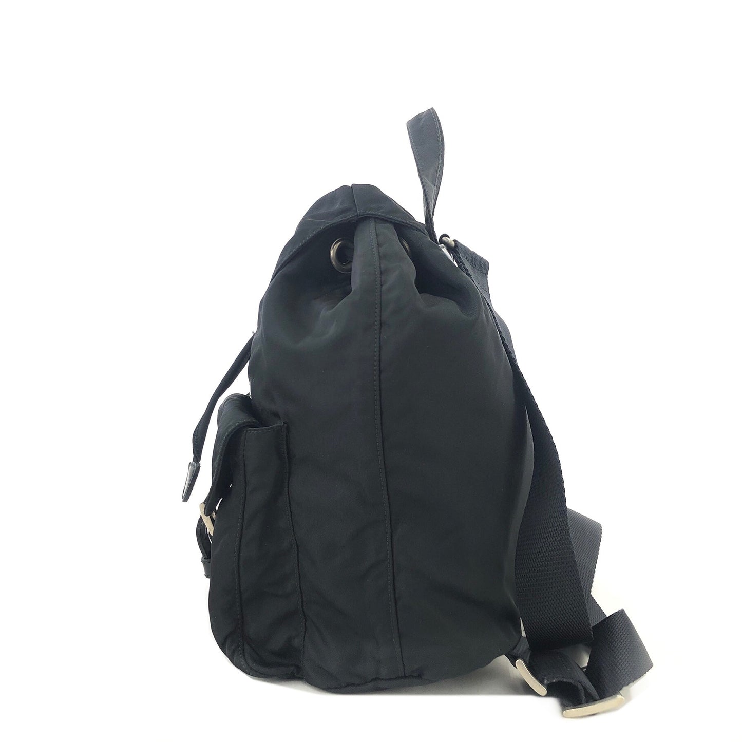 PRADA Triangle Logo Double Pocket Nylon Backpack Black Vintage Old jy63s4