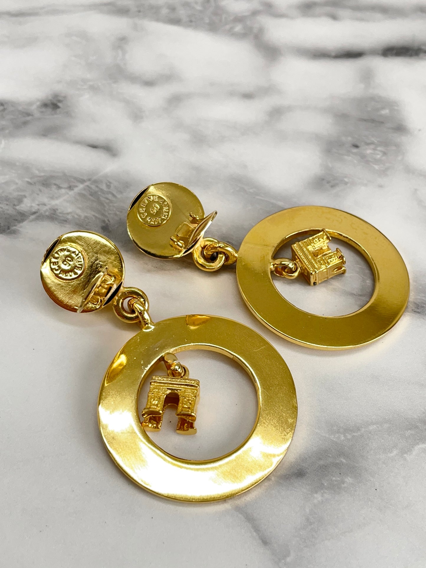 CELINE Starball Logo Circle Arc de Triomphe earring 5z8565