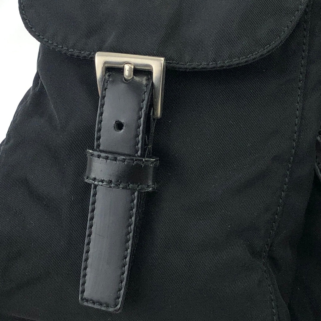 PRADA Triangle Logo Double Pocket Nylon Backpack Black Vintage Old jy63s4