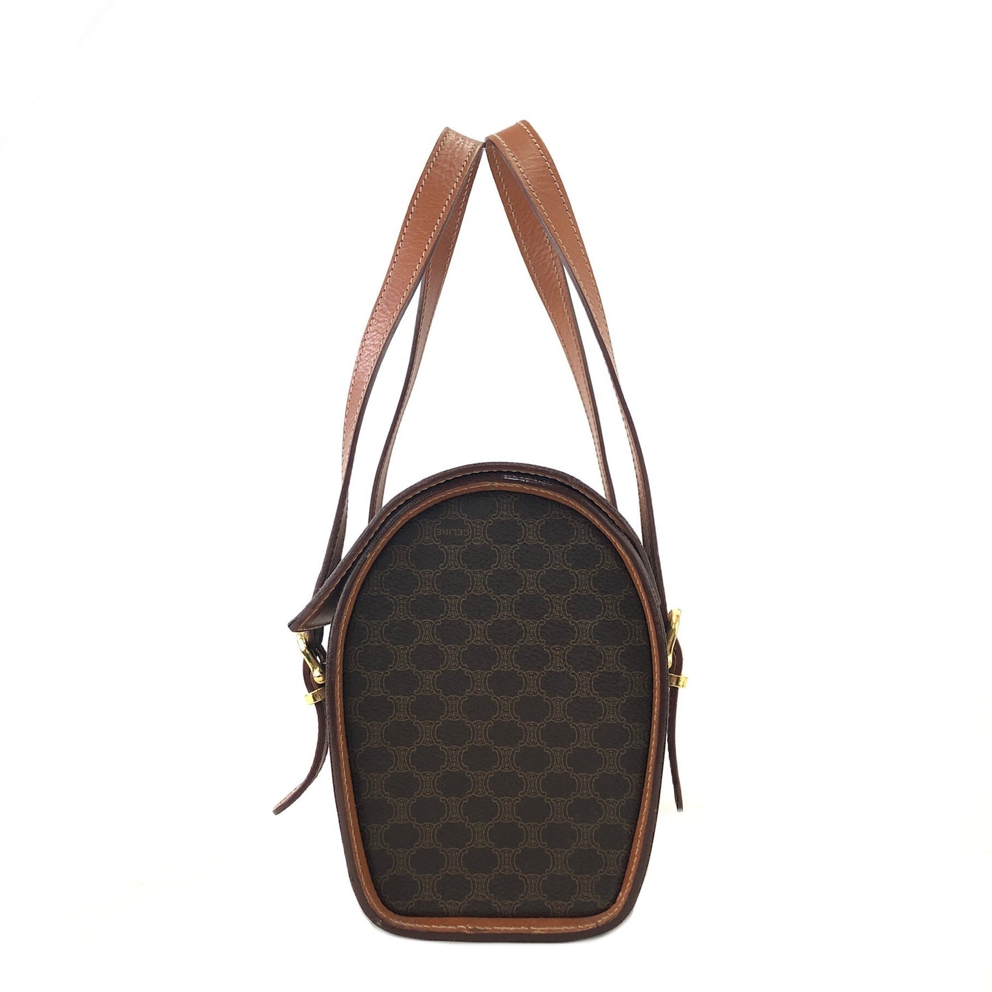 CELINE Macadam Blason Triomphe Box Handbag Brown Vintage Old CELINE axjbki