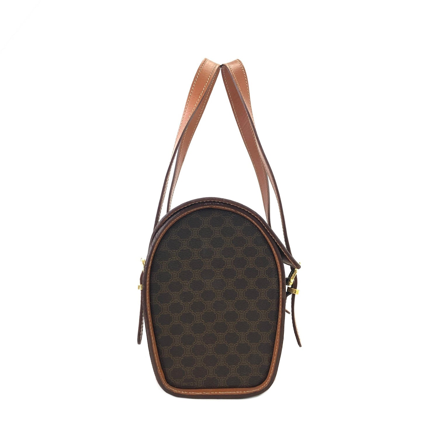CELINE Macadam Blason Triomphe Box Handbag Brown Vintage Old CELINE axjbki