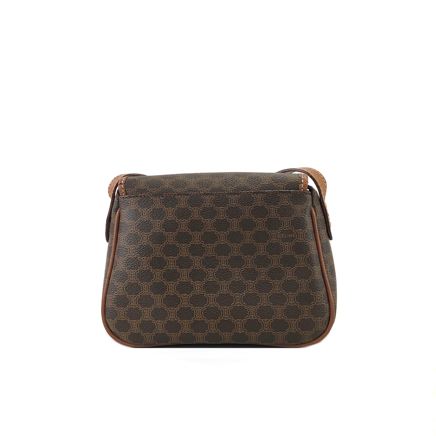 CELINE Blason Buckle Shirring Shoulder bag Brown Vintage Old CELINE gk6gfz