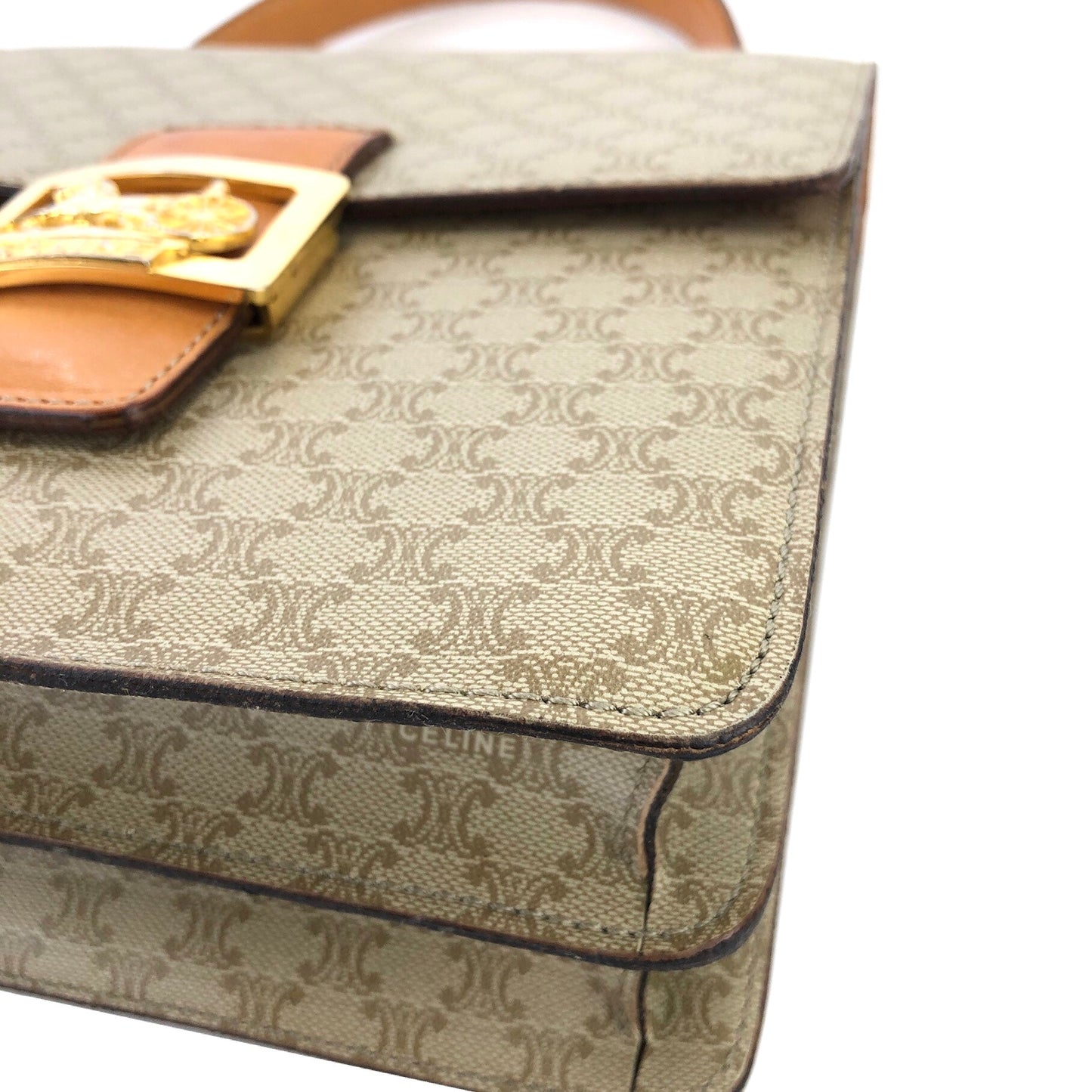 CELINE Macadam Horse Carriage Handbag Beige xktked