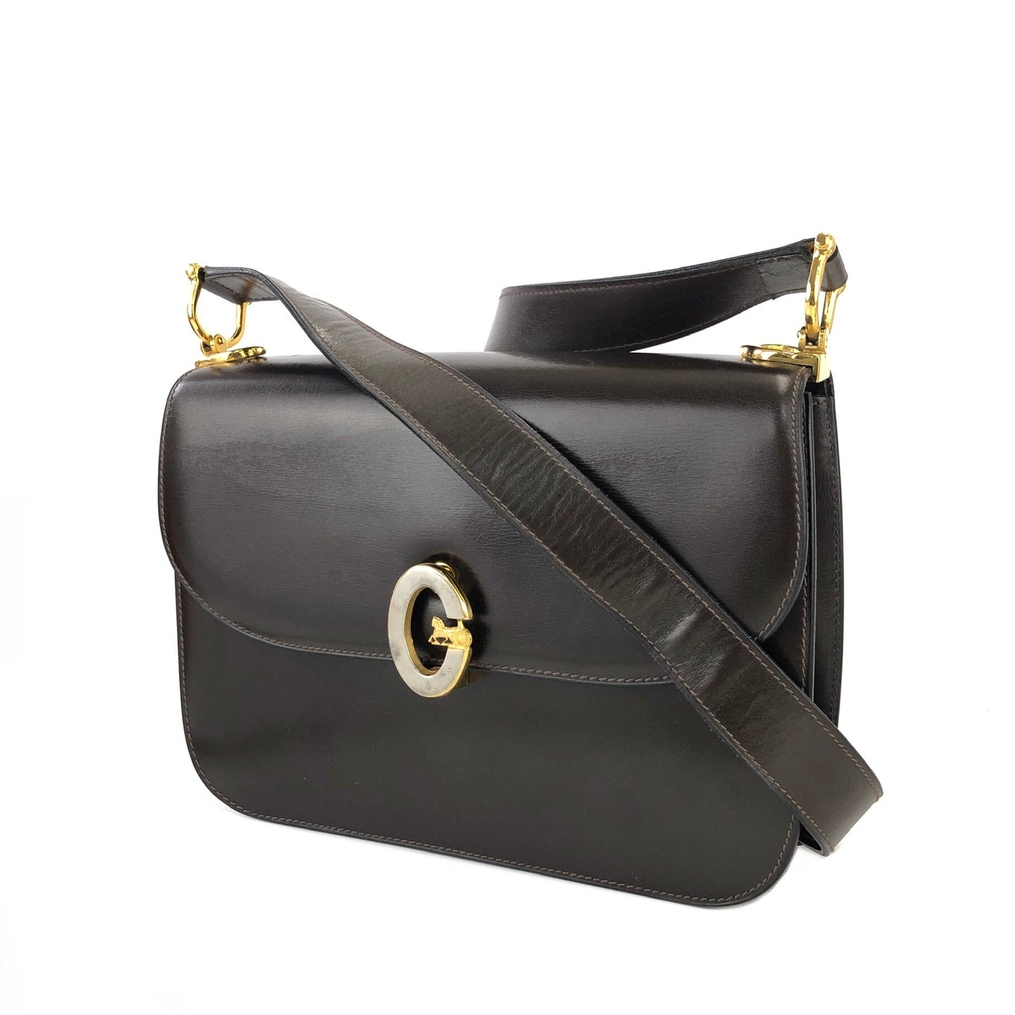 CELINE Horse carriage Crossbody Shoulderbag Brown Vintage Old CELINE apx2ne