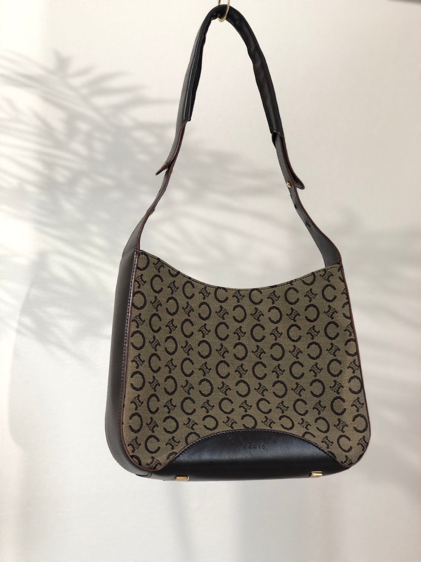 CELINE C Macadam Jacquard Shoulder bag Hobobag Brown AVA Old Celine Vintage kgpdes