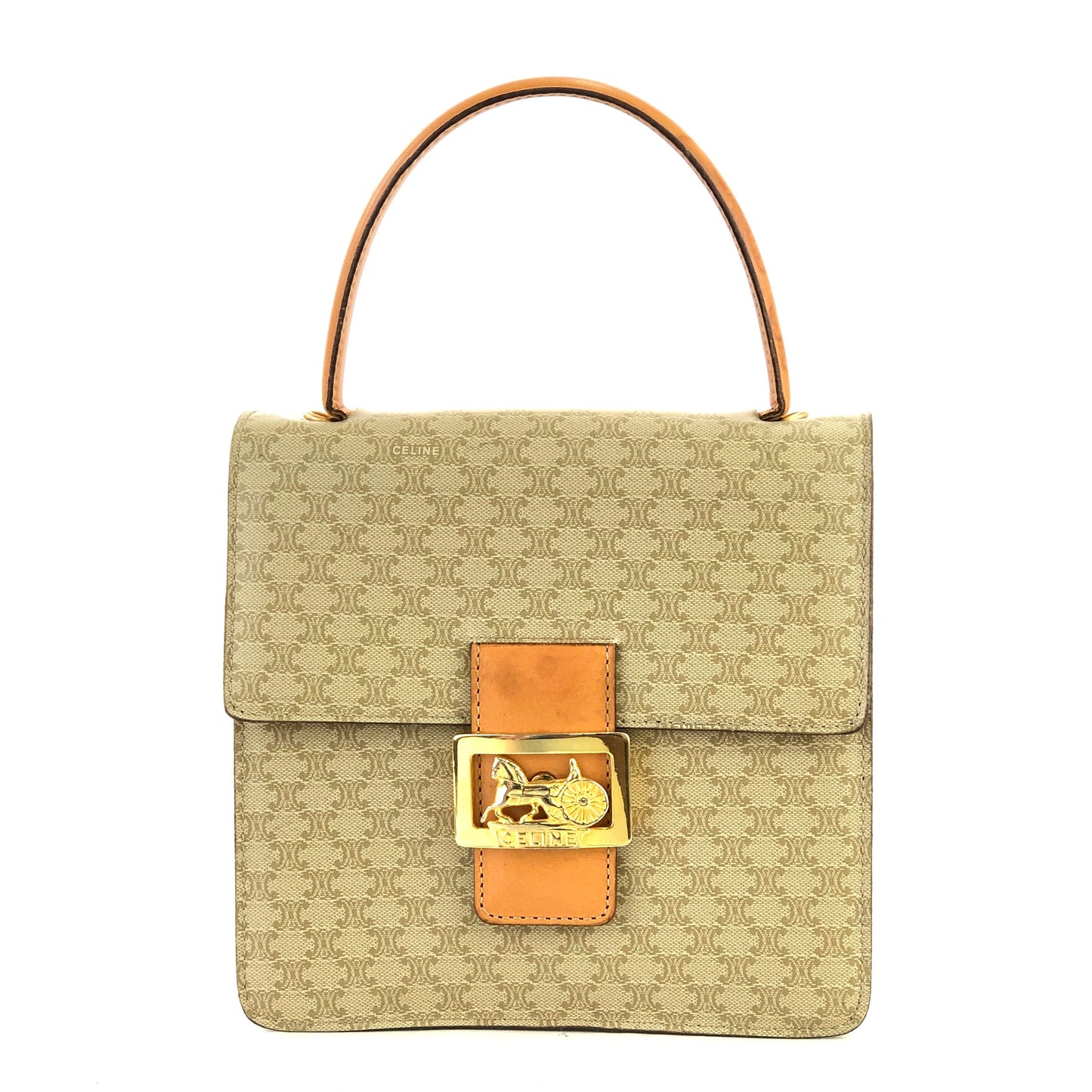 CELINE Macadam Horse Carriage Handbag Beige xktked