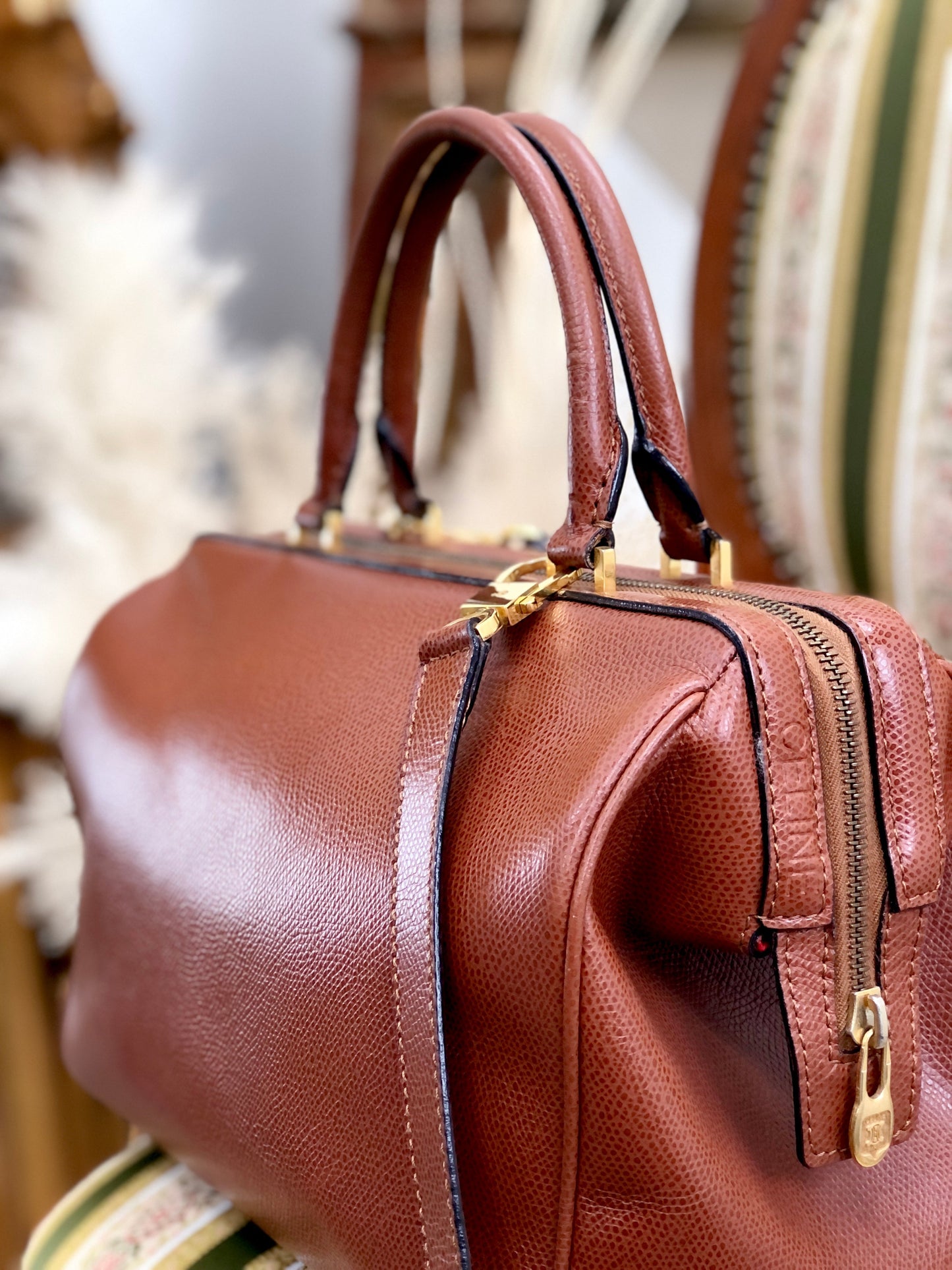 CELINE 皮革兩用波士頓包 單肩包 棕色 復古 舊 Celine e8hsve