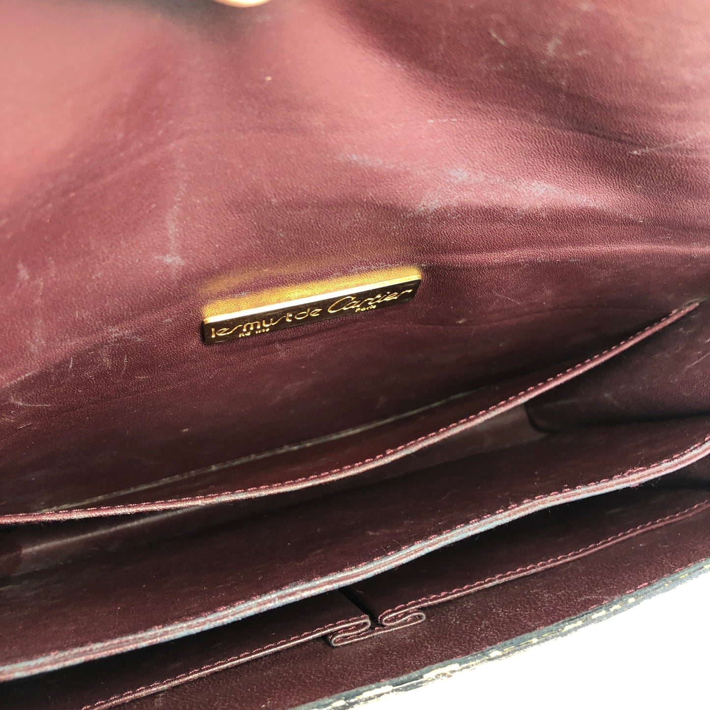 Cartier Must Line Suede Shoulder bag Bordeaux Vintage Old cyi7gh