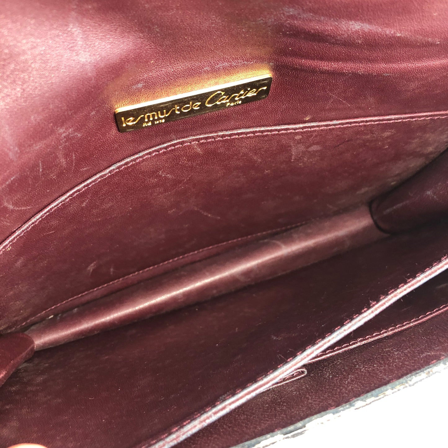 Cartier Must Line Suede Shoulder bag Bordeaux Vintage Old cyi7gh
