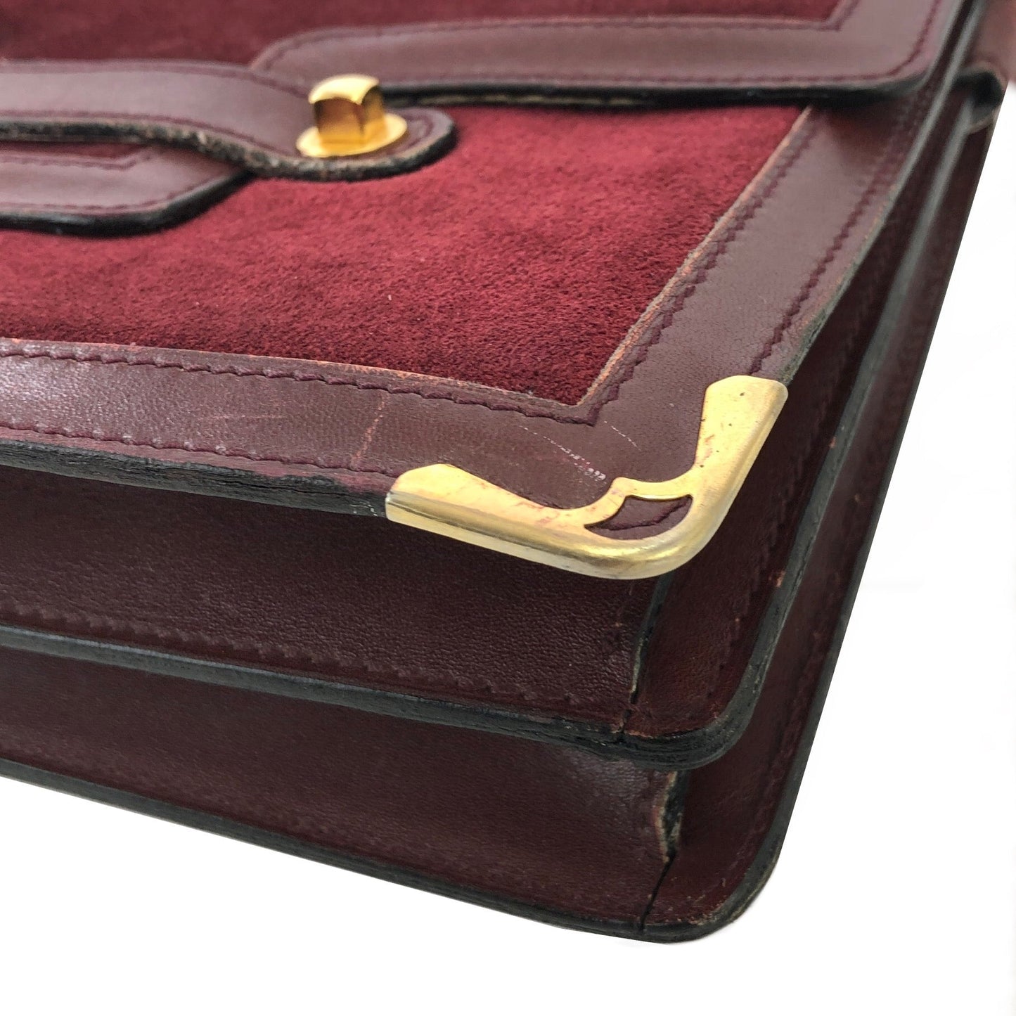Cartier Must Line Suede Shoulder bag Bordeaux Vintage Old cyi7gh