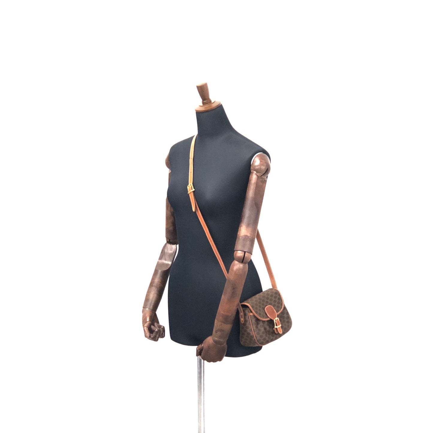 CELINE Blason Buckle Shirring Shoulder bag Brown Vintage Old CELINE gk6gfz