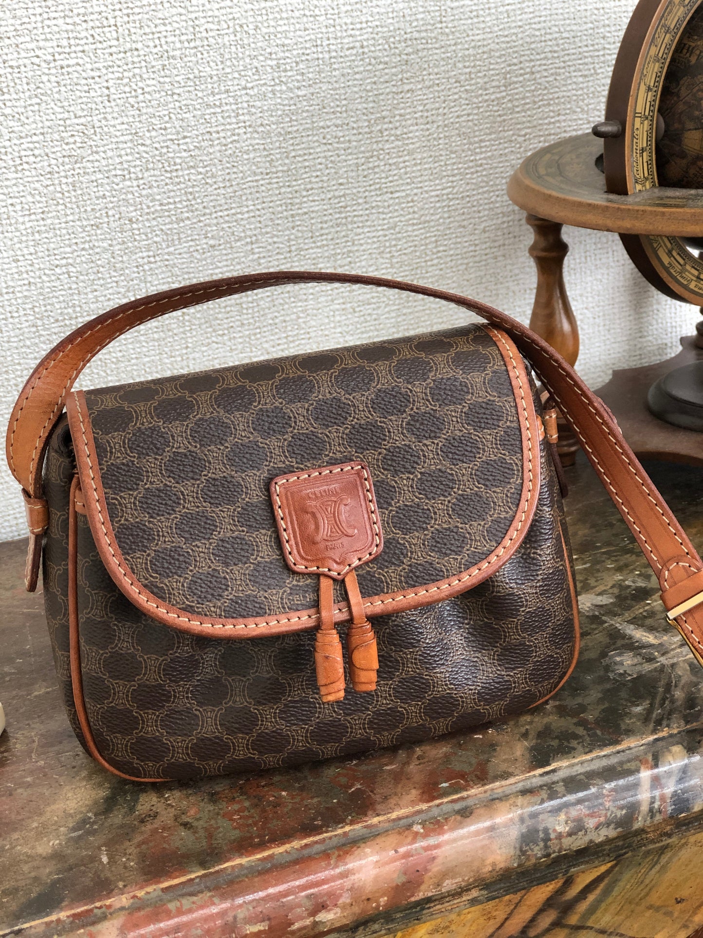 CELINE Macadam Blason Tassel Small Shoulderbag Brown Vintage Old celine my22ht