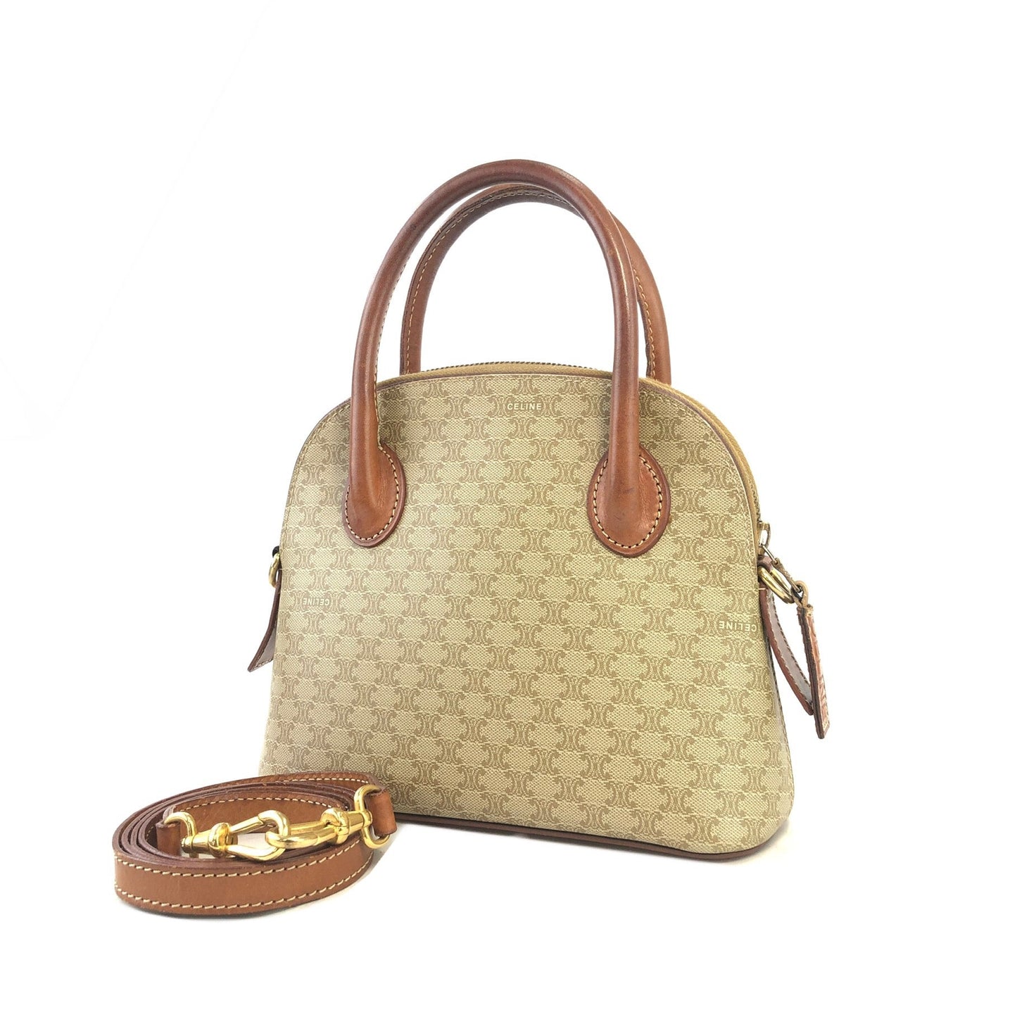 CELINE Macadam 2WAY迷你包 Bugatti Bored 手提包單肩包米色復古 oldceline k2jmdu