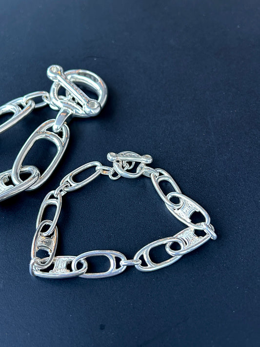 CELINE Triomphe Bracelet Silver SILVER925 Vintage 7f8hjn