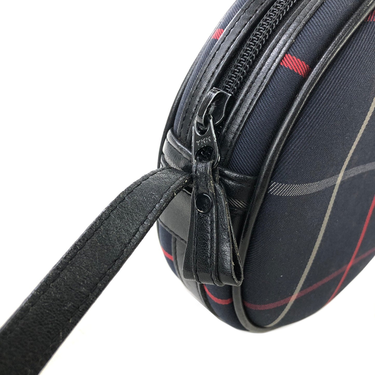 Burberrys Windowpane Check Pattern Round Small Shoulder bag Navy Vintage Old h4xh3h