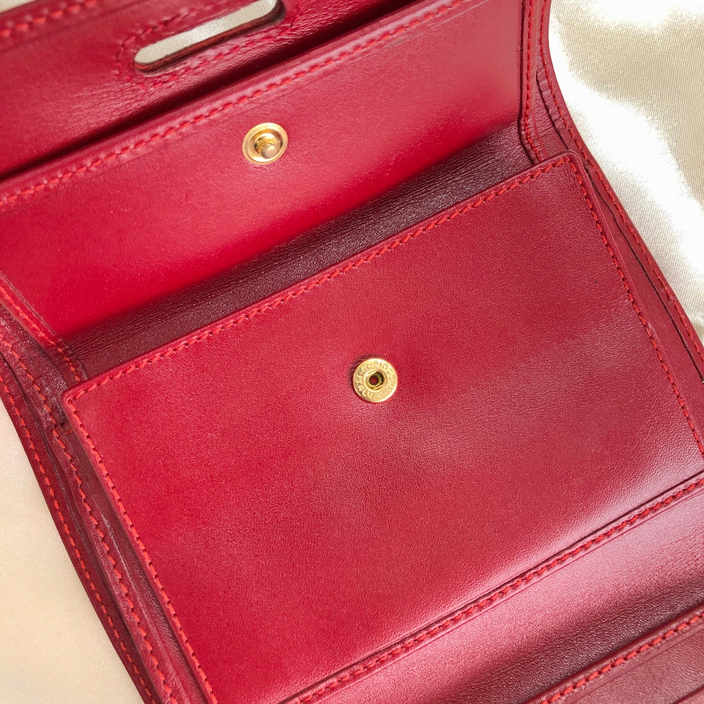 CELINE Horse bit Compact Wallet Red Accessory Vintage Old celine kxewuv