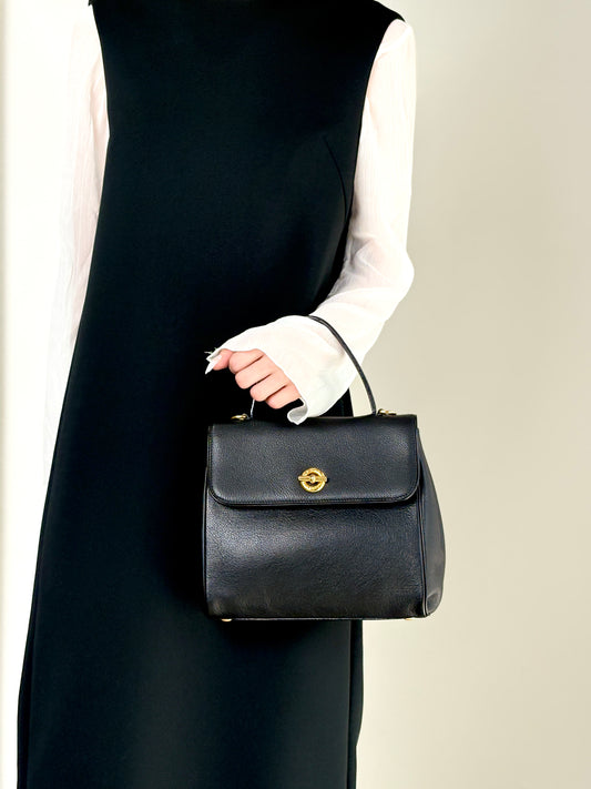 CELINE Toggle Clasp Two-way Handbag Shoulder bag Black Vintage nnb8md