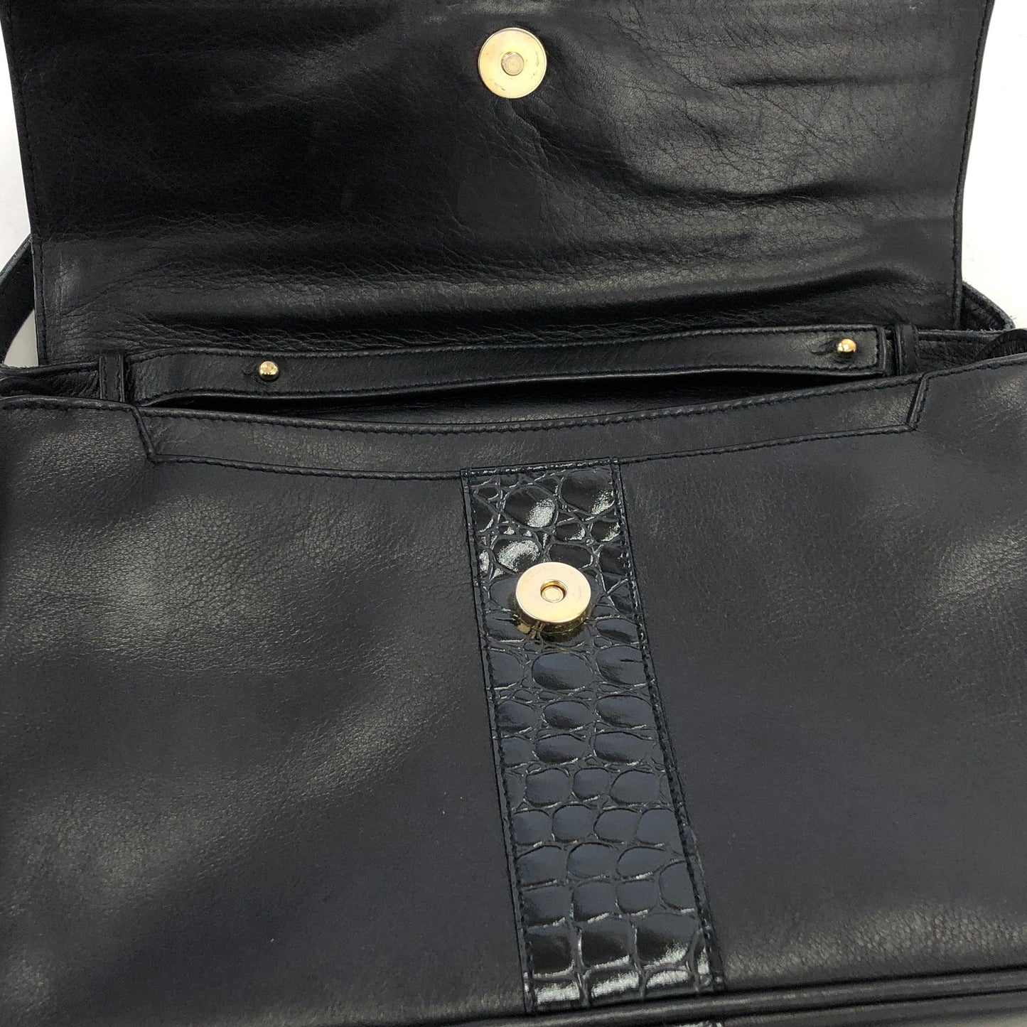 CELINE Gancini Leather Shoulder bag Clutch bag Black Vintage Old Celine 6ehwcp