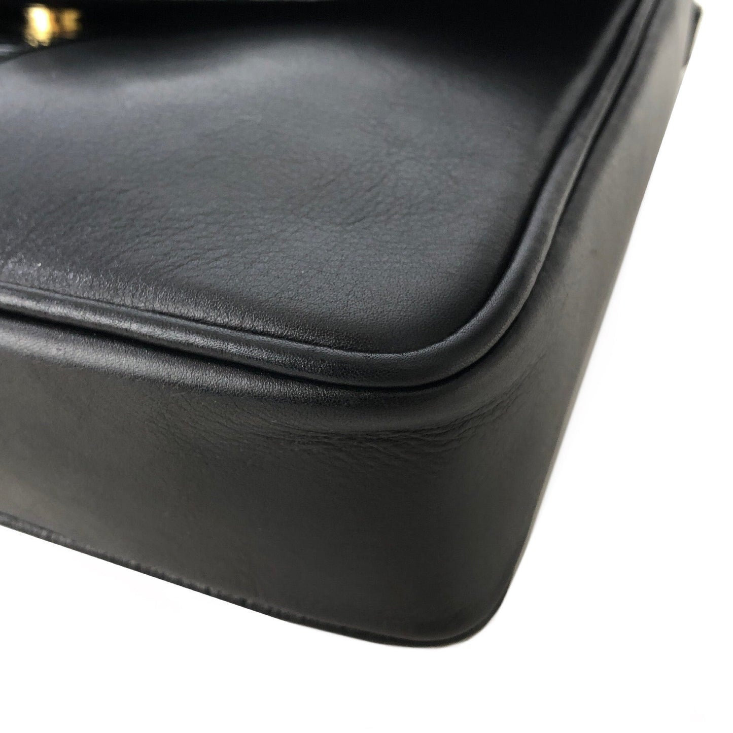 CELINE Gancini Leather Shoulder bag Clutch bag Black Vintage Old Celine 6ehwcp