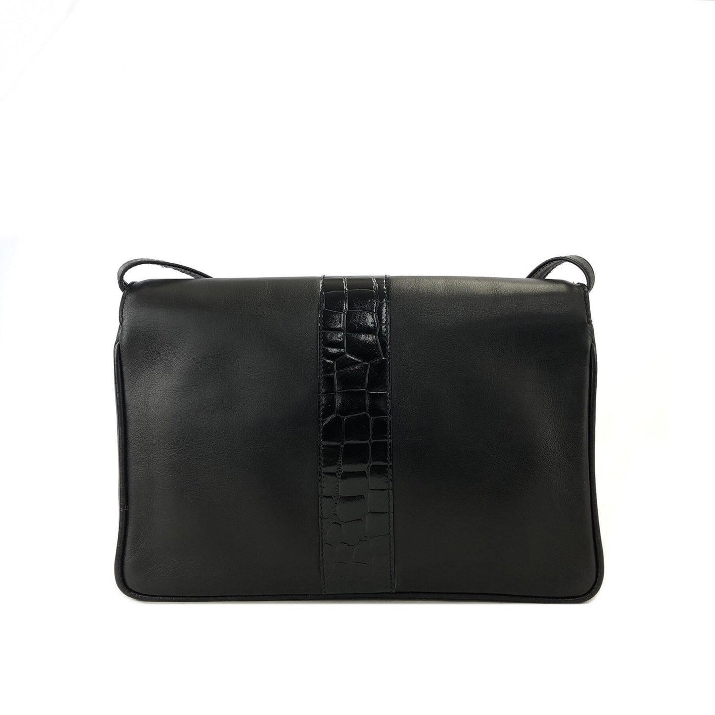 CELINE Gancini Leather Shoulder bag Clutch bag Black Vintage Old Celine 6ehwcp