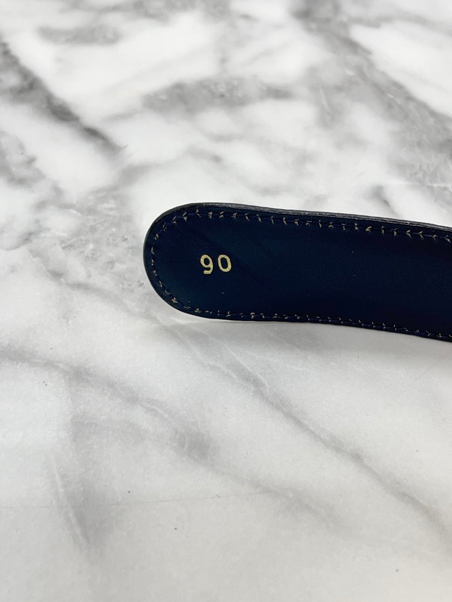 CELINE Horse carriage Belt gold Navy Vintage Old Celine 7vahtn
