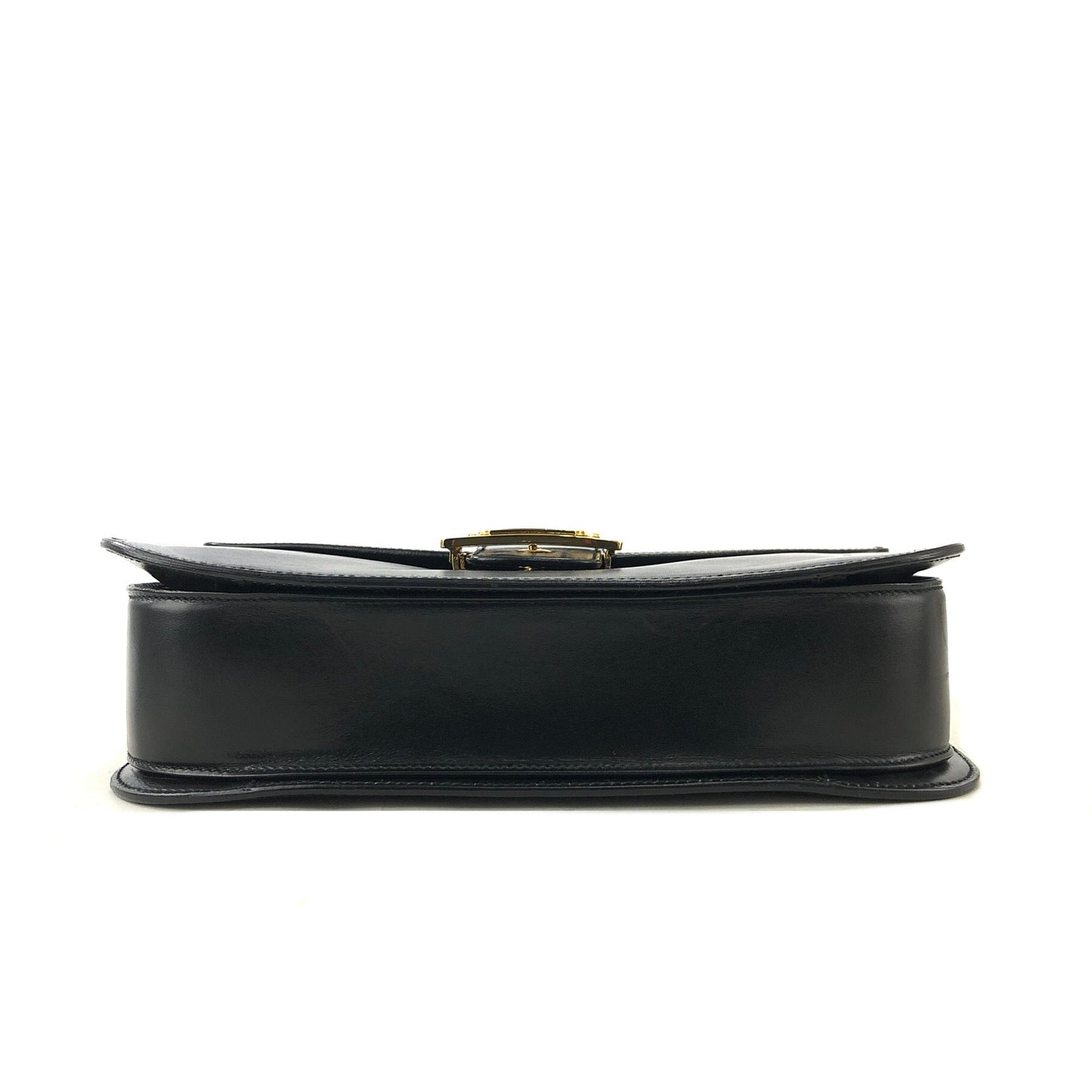 CELINE Horse carriage Leather Crossbody Shoulder bag Black Vintage Old celine 4vjaaf