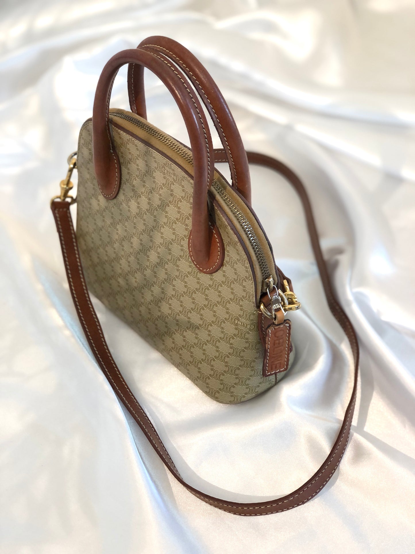CELINE Macadam 2WAY迷你包 Bugatti Bored 手提包單肩包米色復古 oldceline k2jmdu