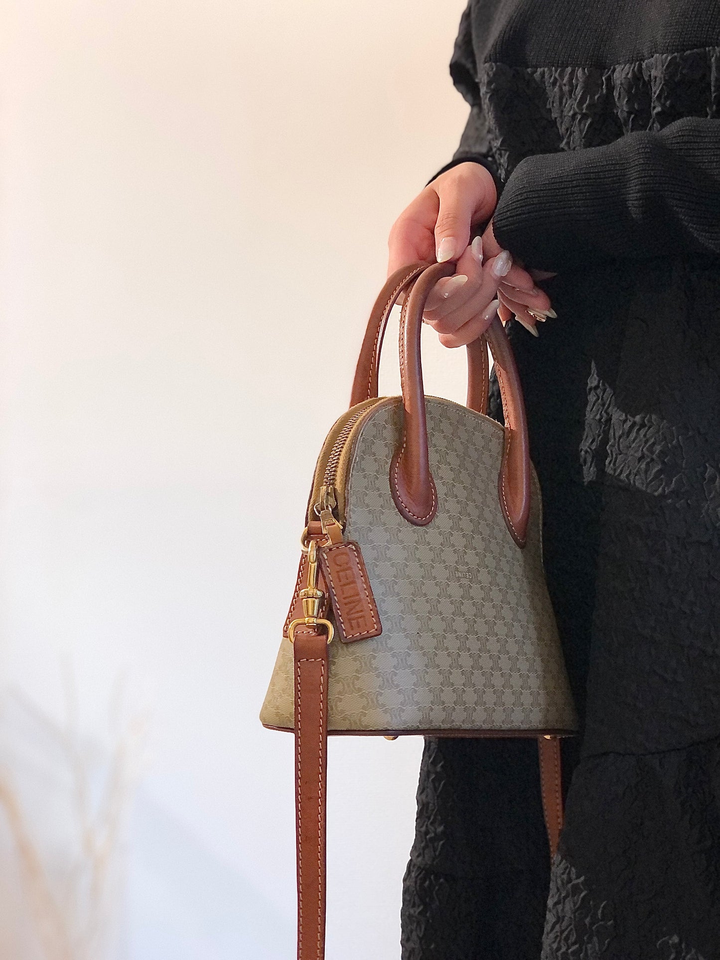 CELINE Macadam 2WAY迷你包 Bugatti Bored 手提包單肩包米色復古 oldceline k2jmdu