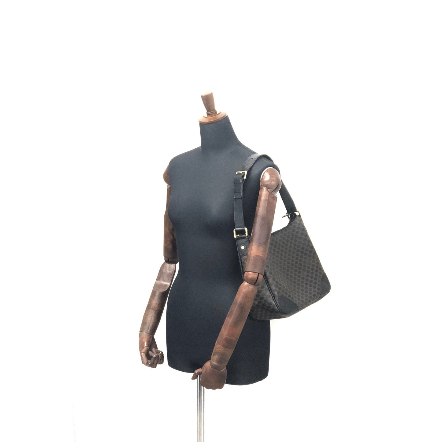 CELINE Macadam Shoulder bag Hobobag Black Old Celine Vintage 6civbn