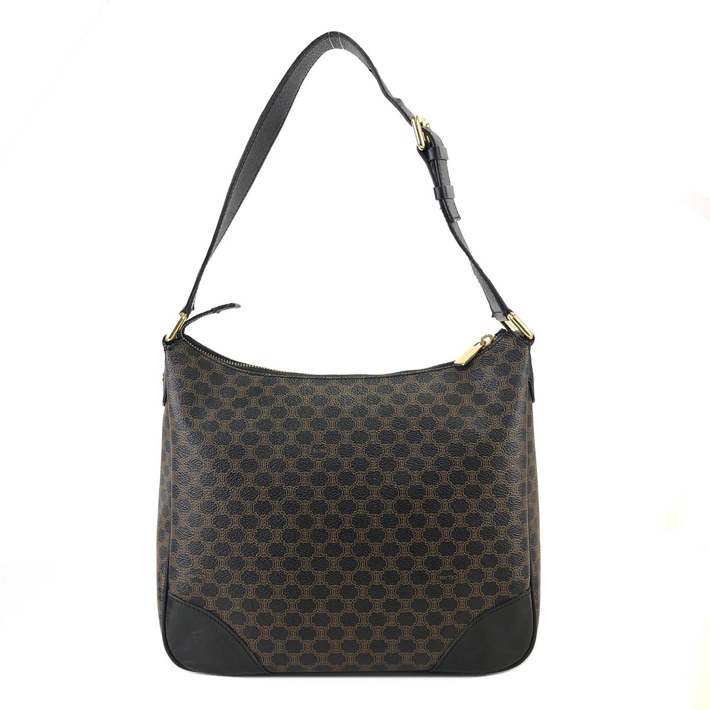 CELINE Macadam Shoulder bag Hobobag Black Old Celine Vintage 6civbn