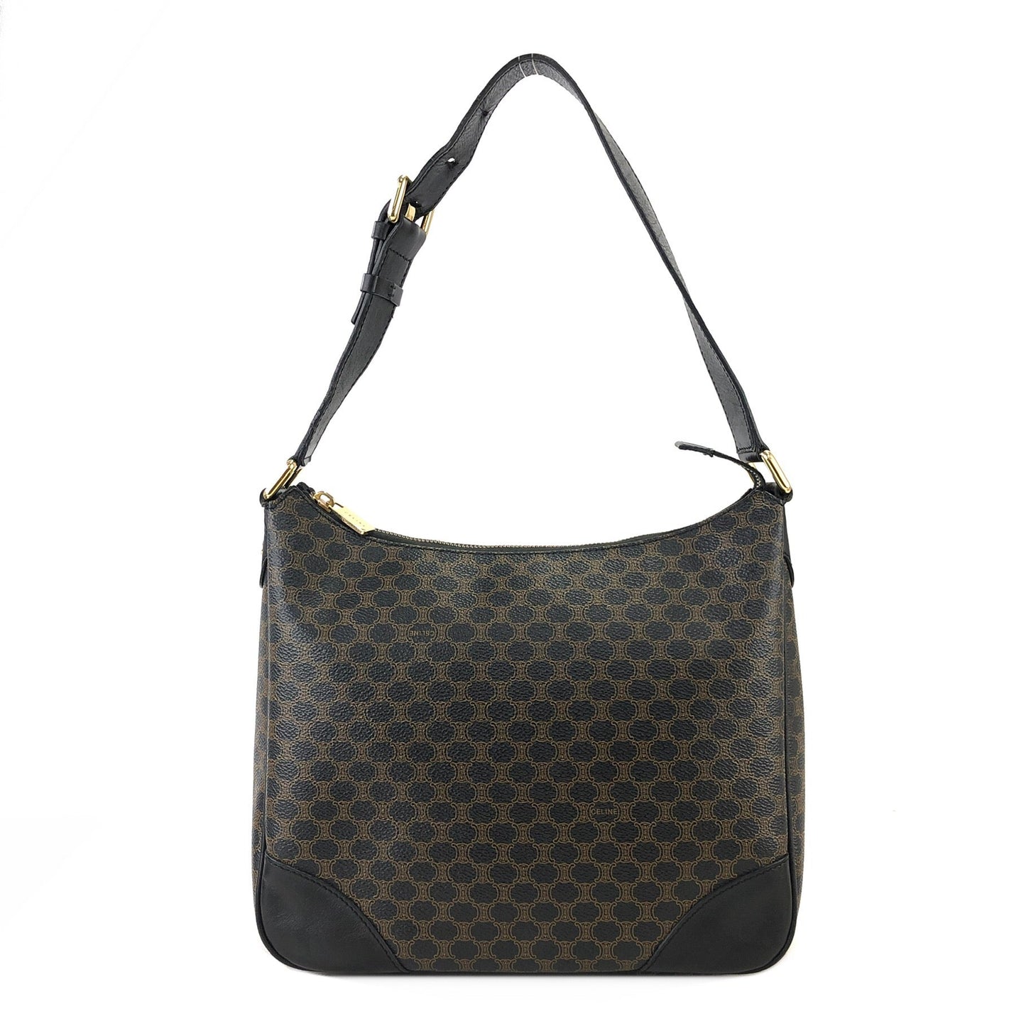 CELINE Macadam Shoulder bag Hobobag Black Old Celine Vintage 6civbn